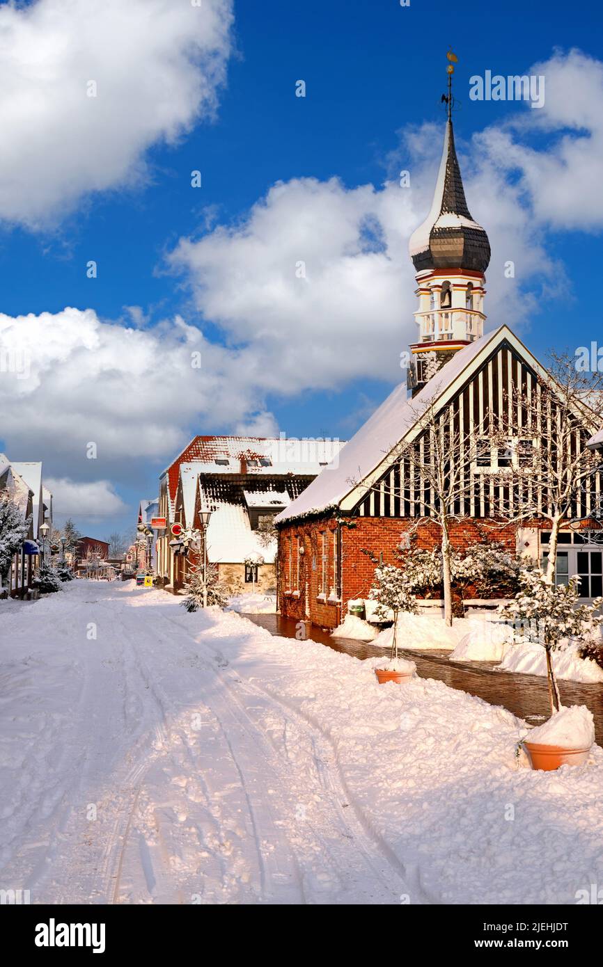 Inverno a Hooksiel, Wangerland, Niedersachsen, Germania, Foto Stock