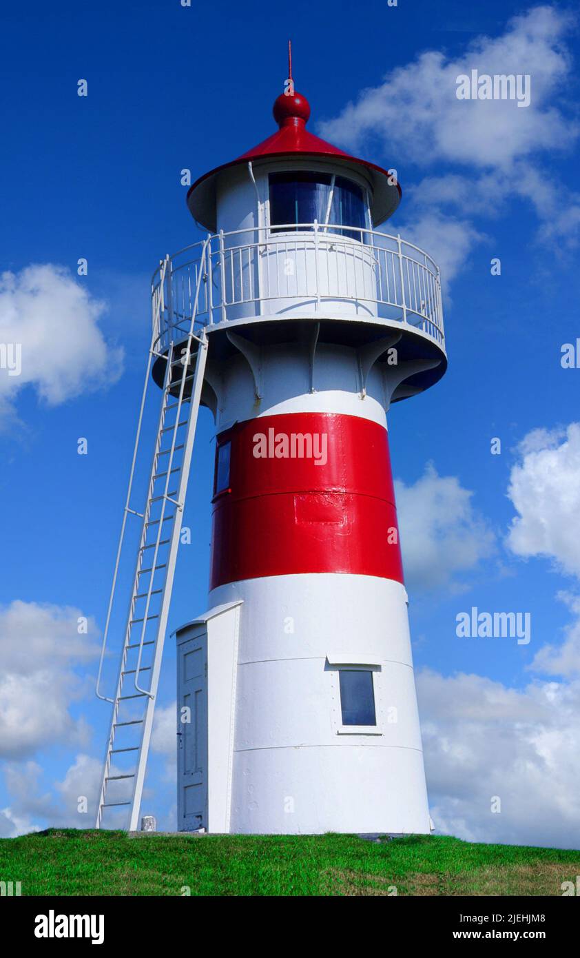 Europa, Skandinavien, Dänemark, Faröer Inseln, Leuchtturm, Gebäude, Turm, Leuchtfeuer, Leuchtturm von Torshavn, Hafeneinfahrt, Skansin, Festungsanlag Foto Stock