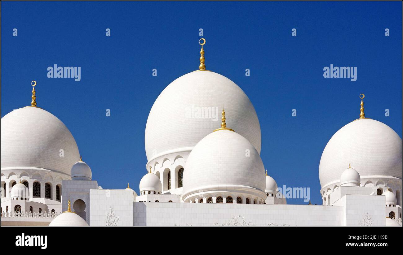 Scheich-Zayid-Moschee ad Abu Dhabi, Vereinigte Arabische Emirate, VAE, Foto Stock