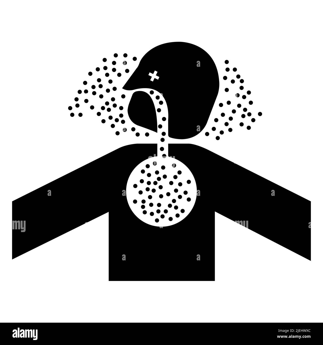 Gas tossici simbolo di asfissia su sfondo bianco Illustrazione Vettoriale