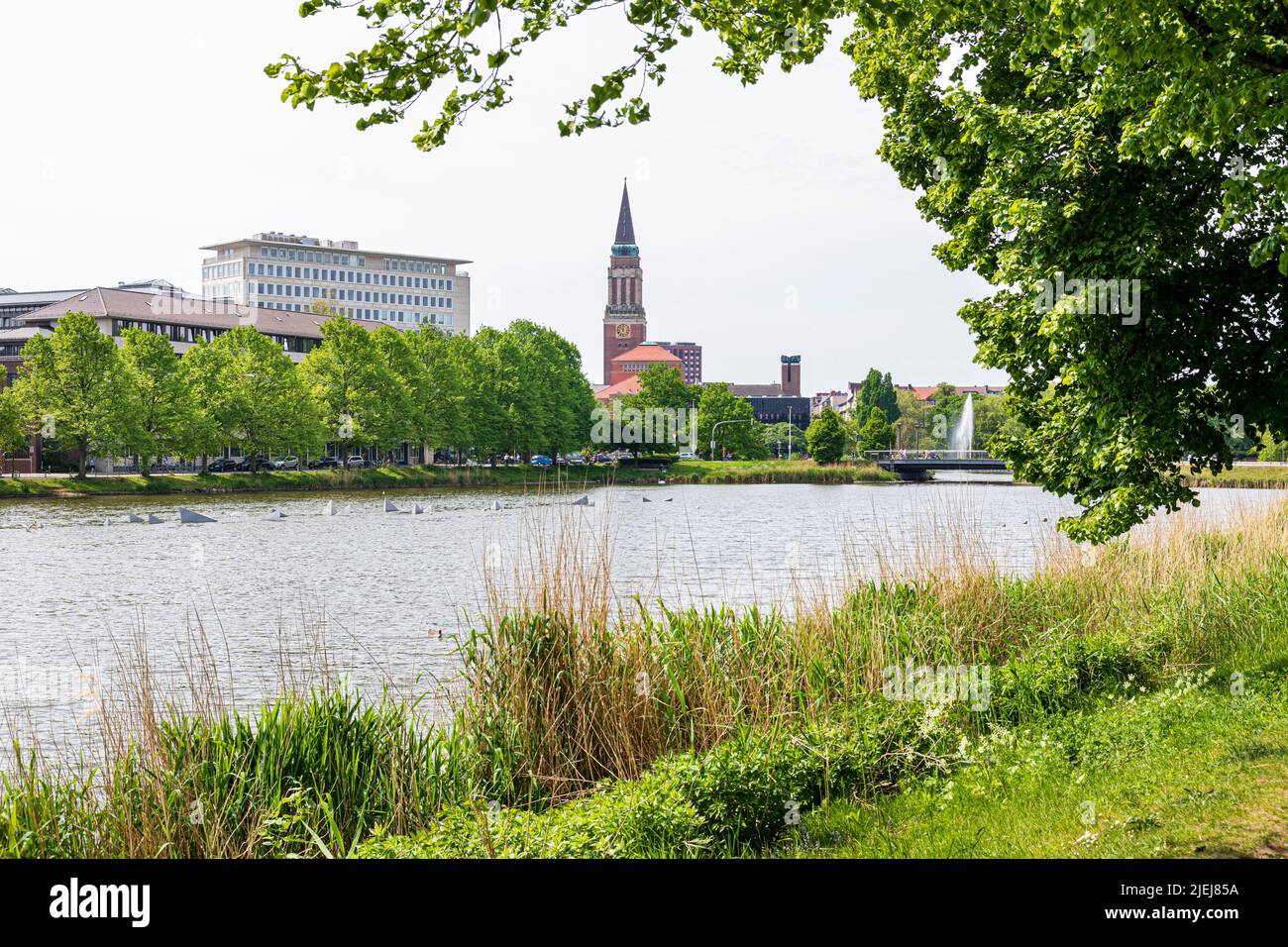 Lago Kleiner Kiel al Parco Hiroshima di Kiel, Schleswig-Holstein, Germania Foto Stock