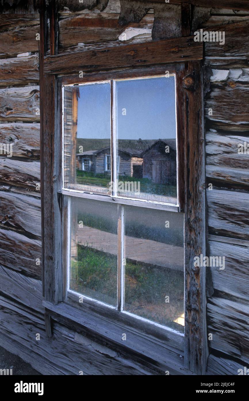Dillon Montana State Park. Capanna di legno in una città mineraria deserta fantasma Foto Stock