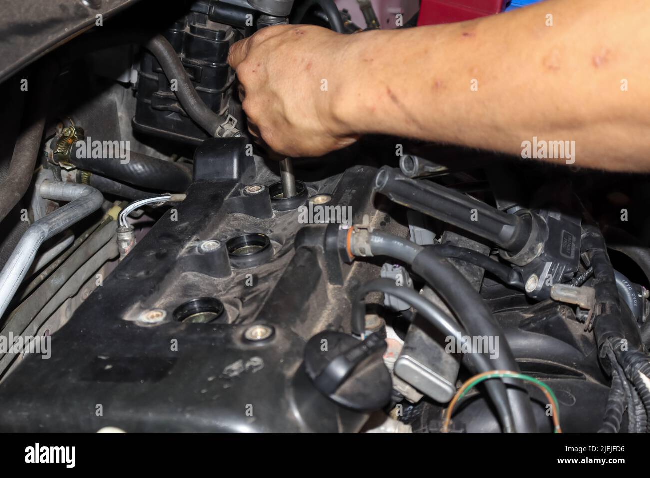 Candela di manutenzione dell'auto Foto Stock