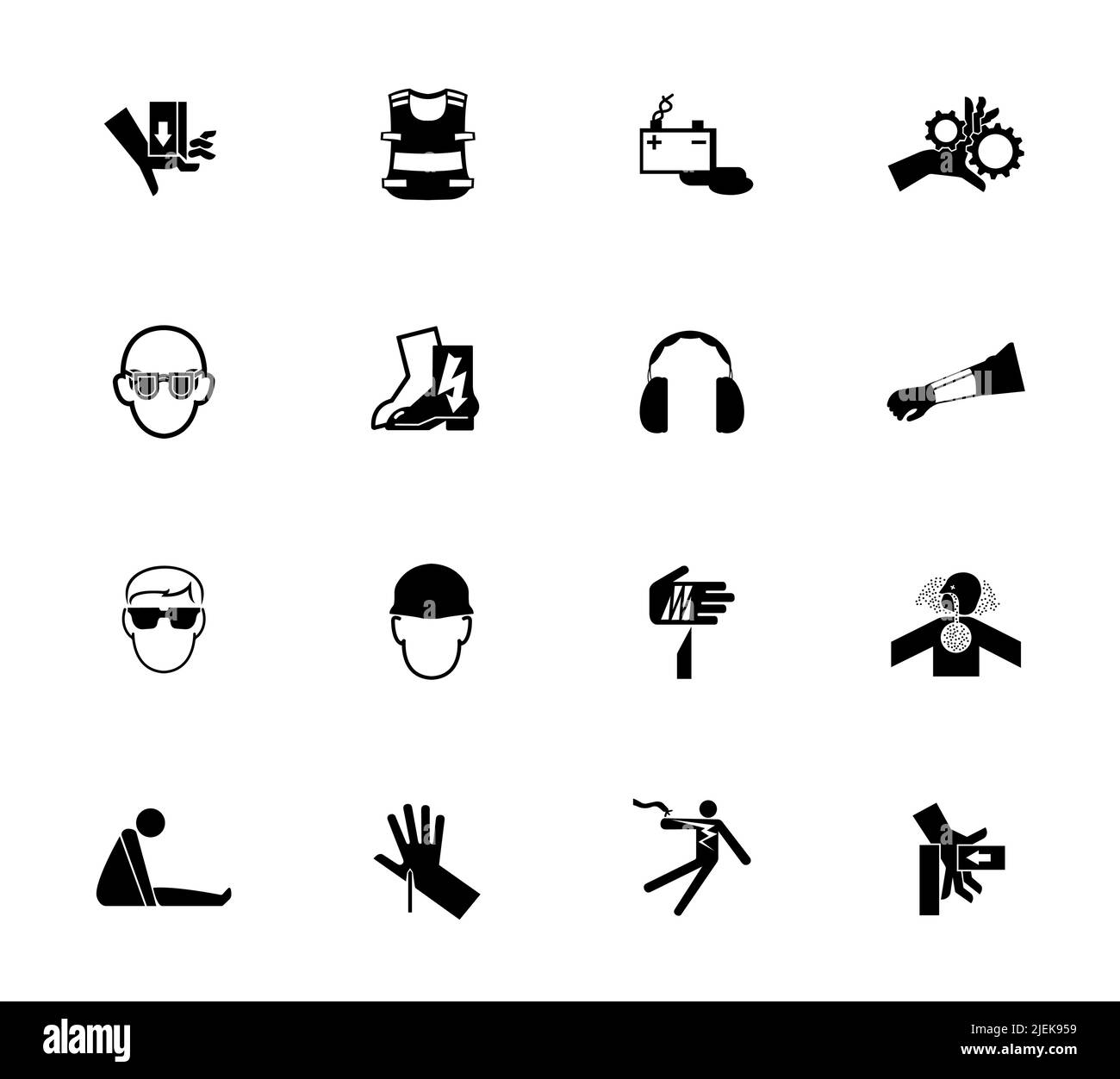 Segnali di avvertenza,etichette icone di pericolo industriale Sign Isolated on White background,Illustrazione vettoriale Illustrazione Vettoriale