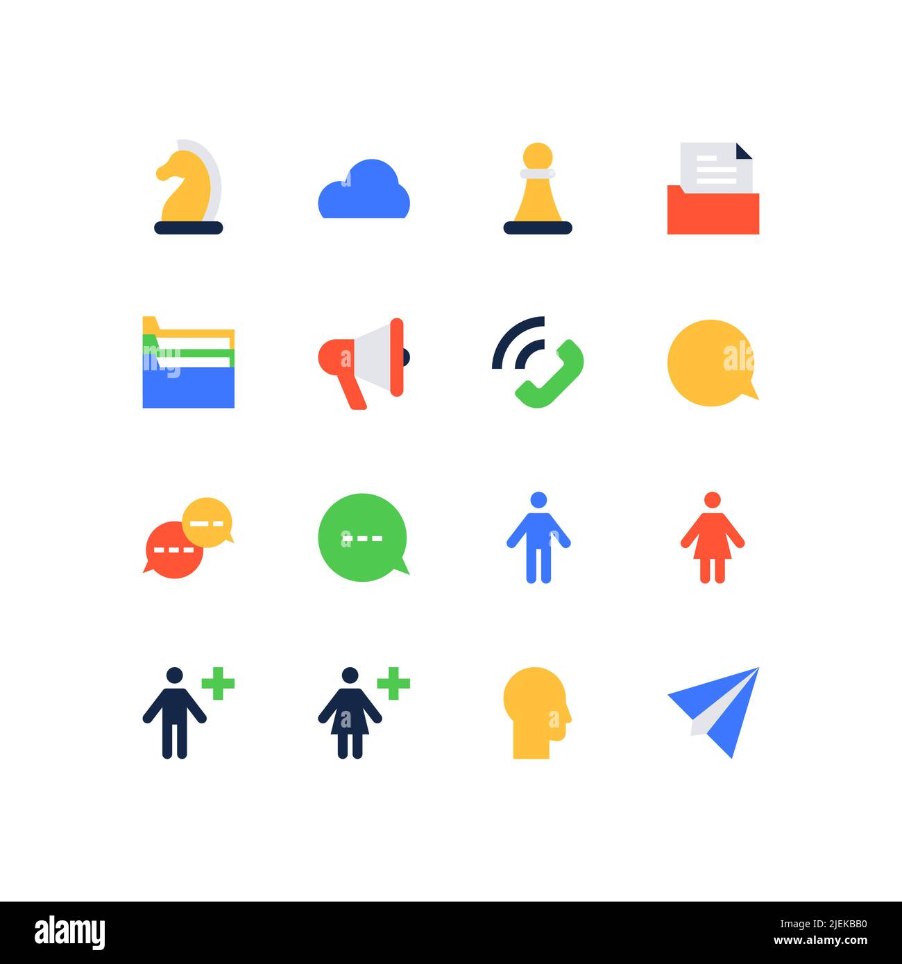 Messaggeri e comunicazione - insieme di icone di stile di disegno piatto Illustrazione Vettoriale