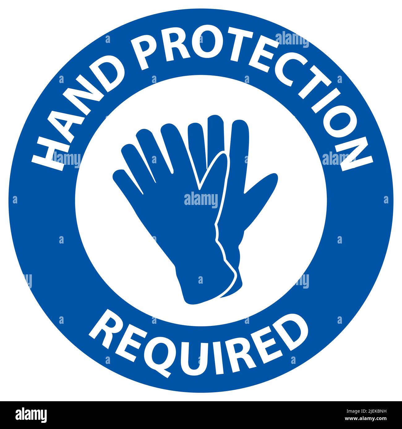 Avviso necessario per la protezione della mano Firma su sfondo bianco Illustrazione Vettoriale