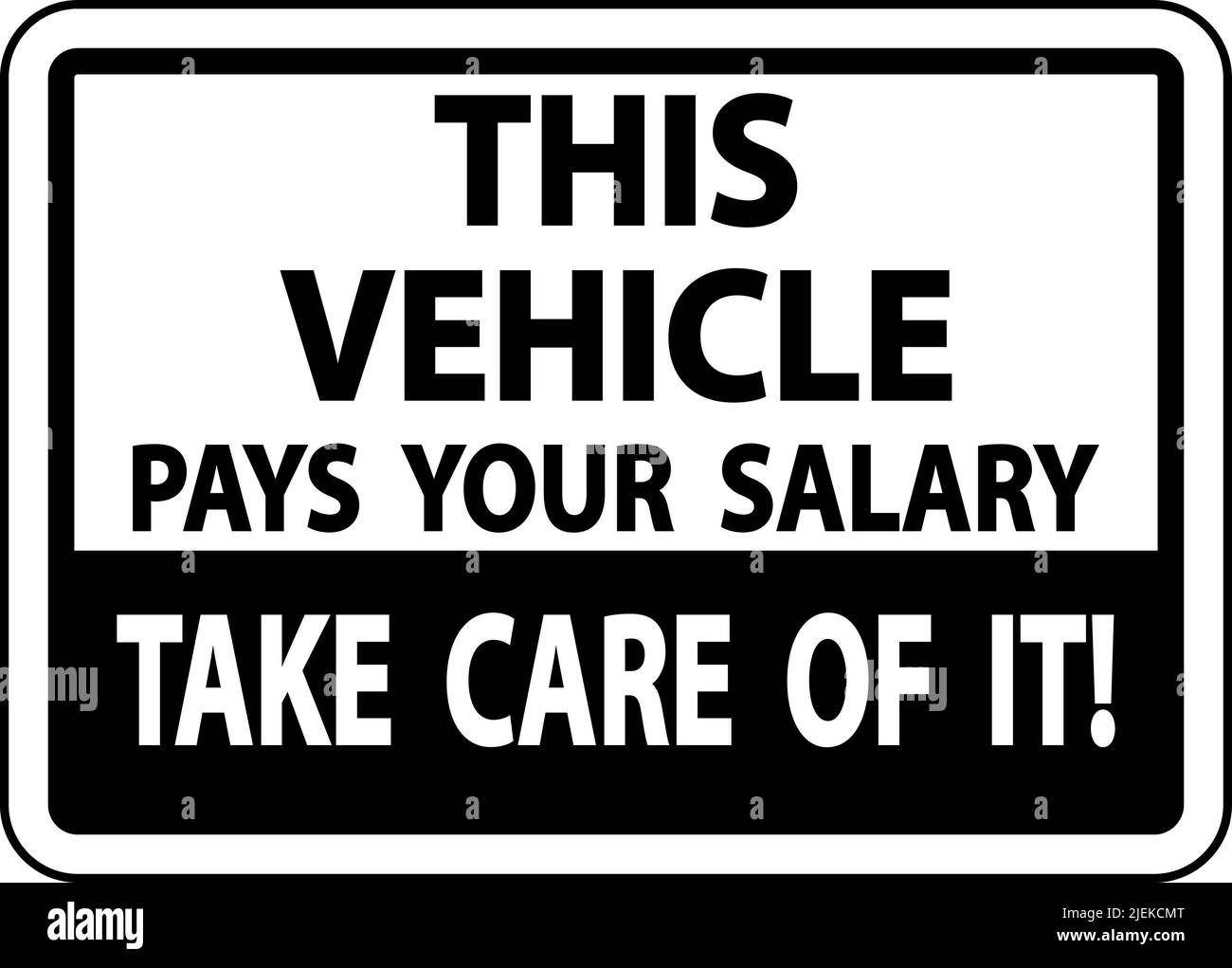 Questo veicolo paga il cartello con la dicitura "Salary Label" su sfondo bianco Illustrazione Vettoriale