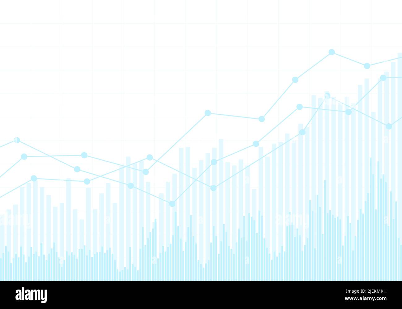 Mercato azionario blu o grafico finanziario con andamento della crescita. Su sfondo bianco - vettore Illustrazione Vettoriale