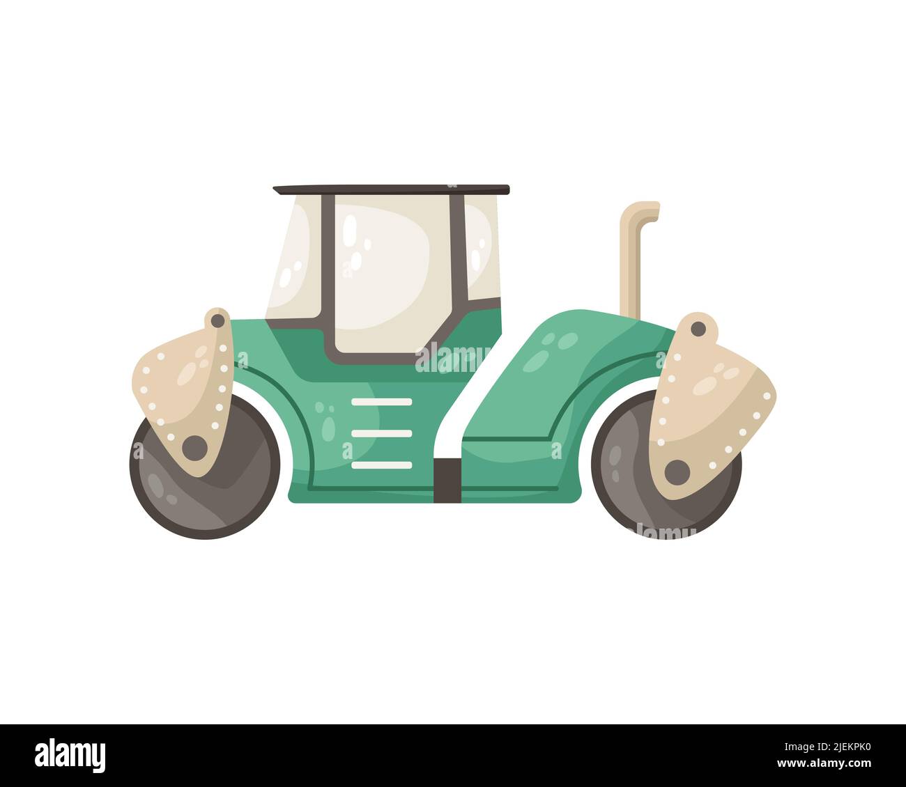 Illustrazione vettoriale di un'asfaltatrice. Lavori stradali Illustrazione Vettoriale