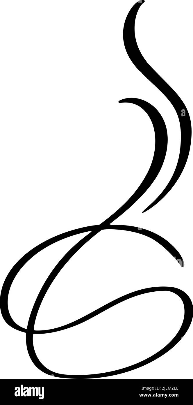 Caffè vettoriale o tazzina da tè con vapore. Illustrazione calligrafica in bianco e nero. Disegno a mano per logo, icone caffè, menu, tessuti Illustrazione Vettoriale