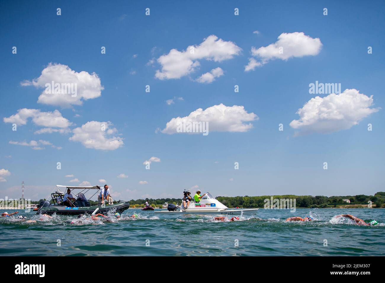 La gara Open Water Swimming Women’s 5km FINA 19th World Championships Budapest 2022 Budapest, Lago Lupa 27/06/22 Foto Giorgio Perottino / Deepbluemedia / Insidefoto Foto Stock