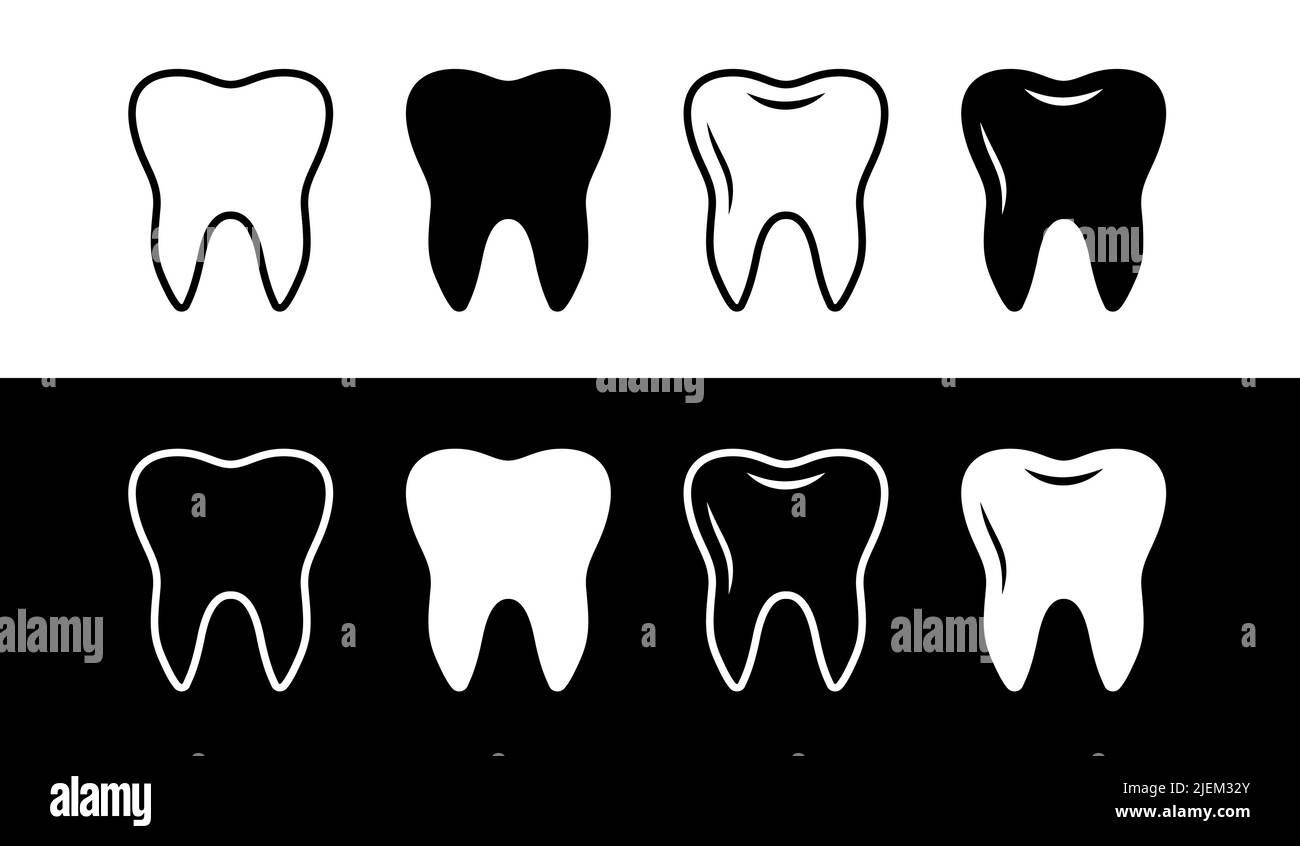 Pulizia dei denti simboli dentista e igiene dentale segni dei denti vettore illustrazione icona set Illustrazione Vettoriale