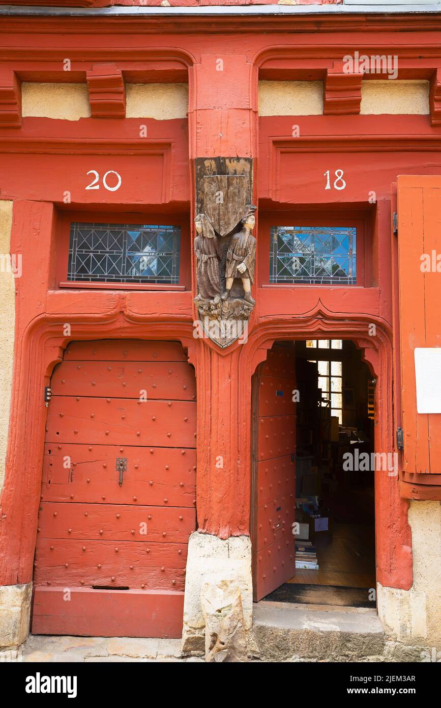 Casa di due amici (Maison des Deux-Amis), Rue de la Reine Bérengère, le Mans, Pays de la Loire, Francia. Foto Stock