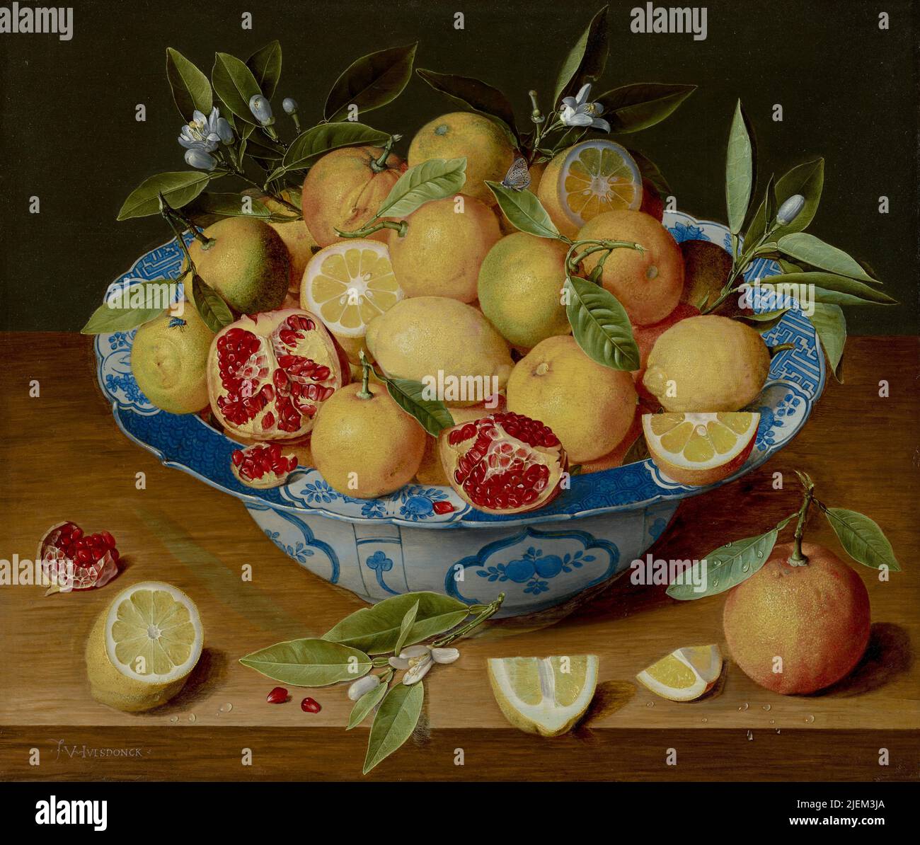 Jacob van Hulsdonck, Still Life with Lemons, Oranges, and a Pomegranate; circa 1620–1640; olio su pannello; Foto Stock