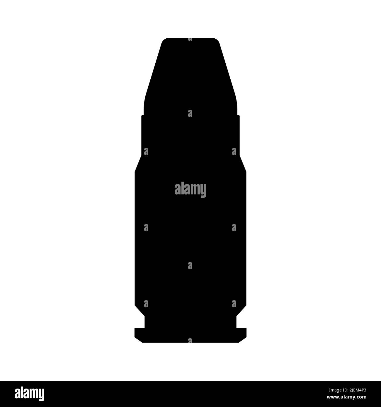 Icona puntiforme isolata. Cartello della cartuccia. Munizioni militari. Profilo bullet o patron. Illustrazione vettoriale. Illustrazione Vettoriale