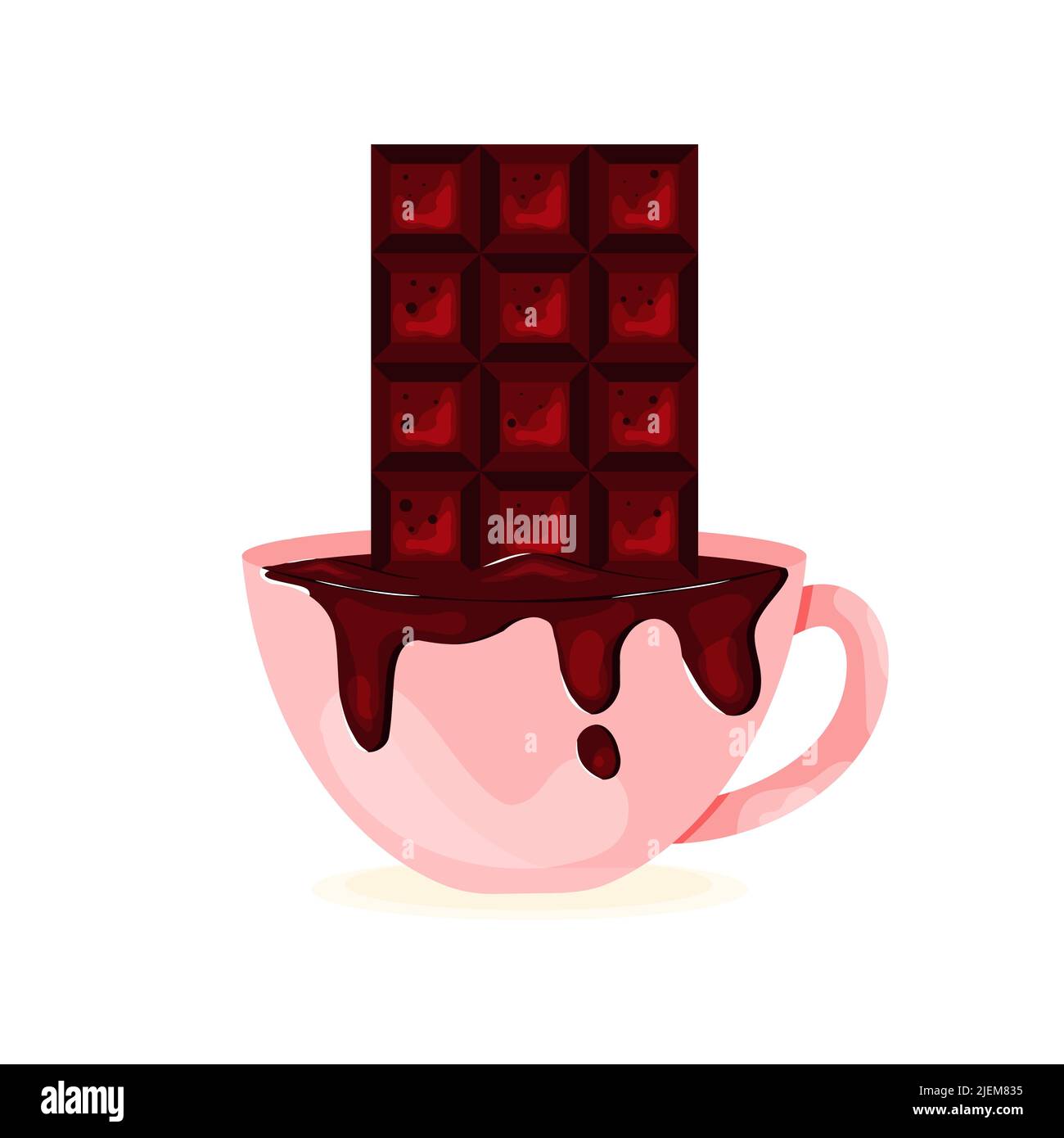 Tazza di cioccolata calda in porcellana con caffetteria Chocolate Bar Concept Illustrazione Vettoriale