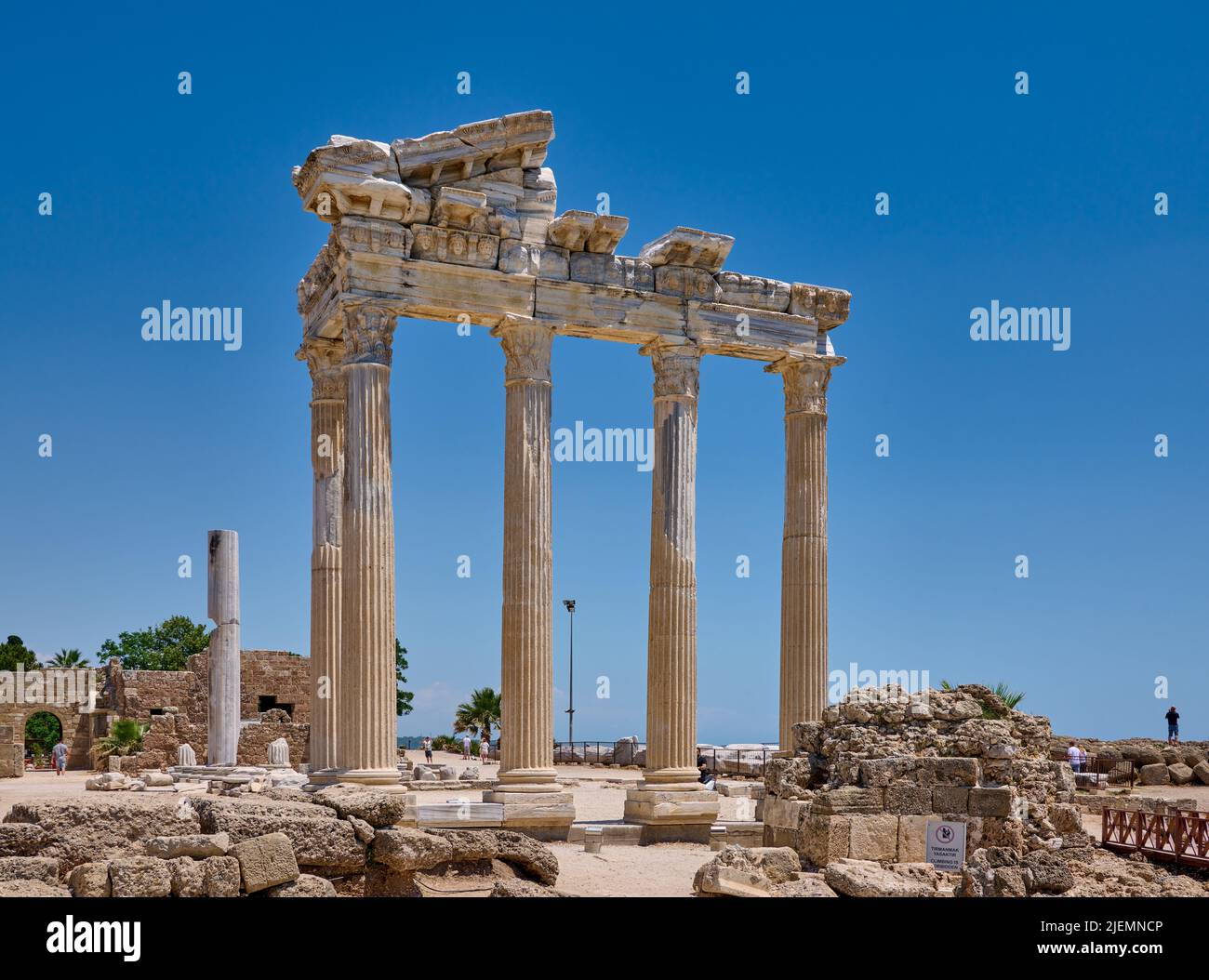 Apollo Tempio nelle rovine della città romana di Side, Antalya, Turchia Foto Stock