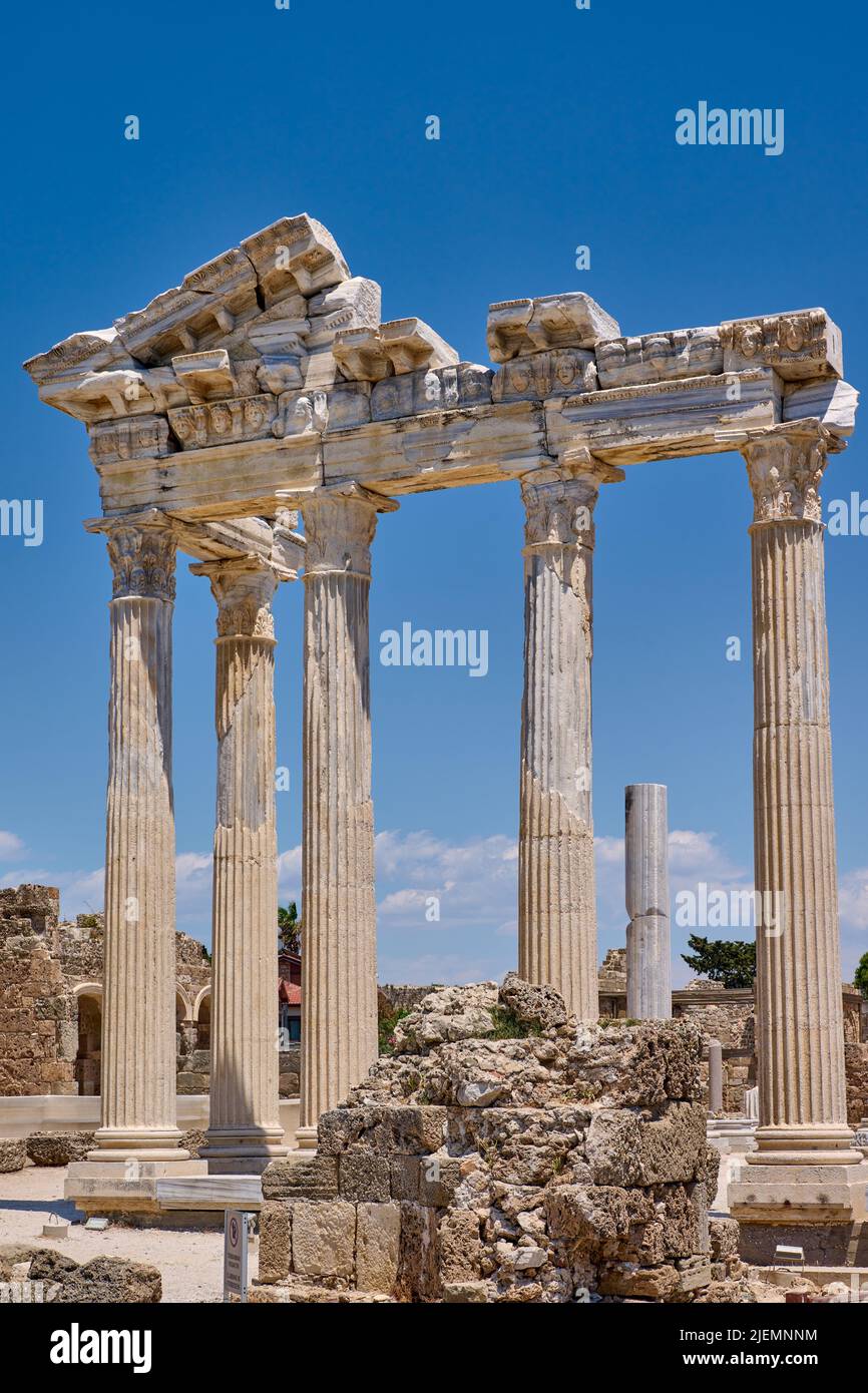Apollo Tempio nelle rovine della città romana di Side, Antalya, Turchia Foto Stock