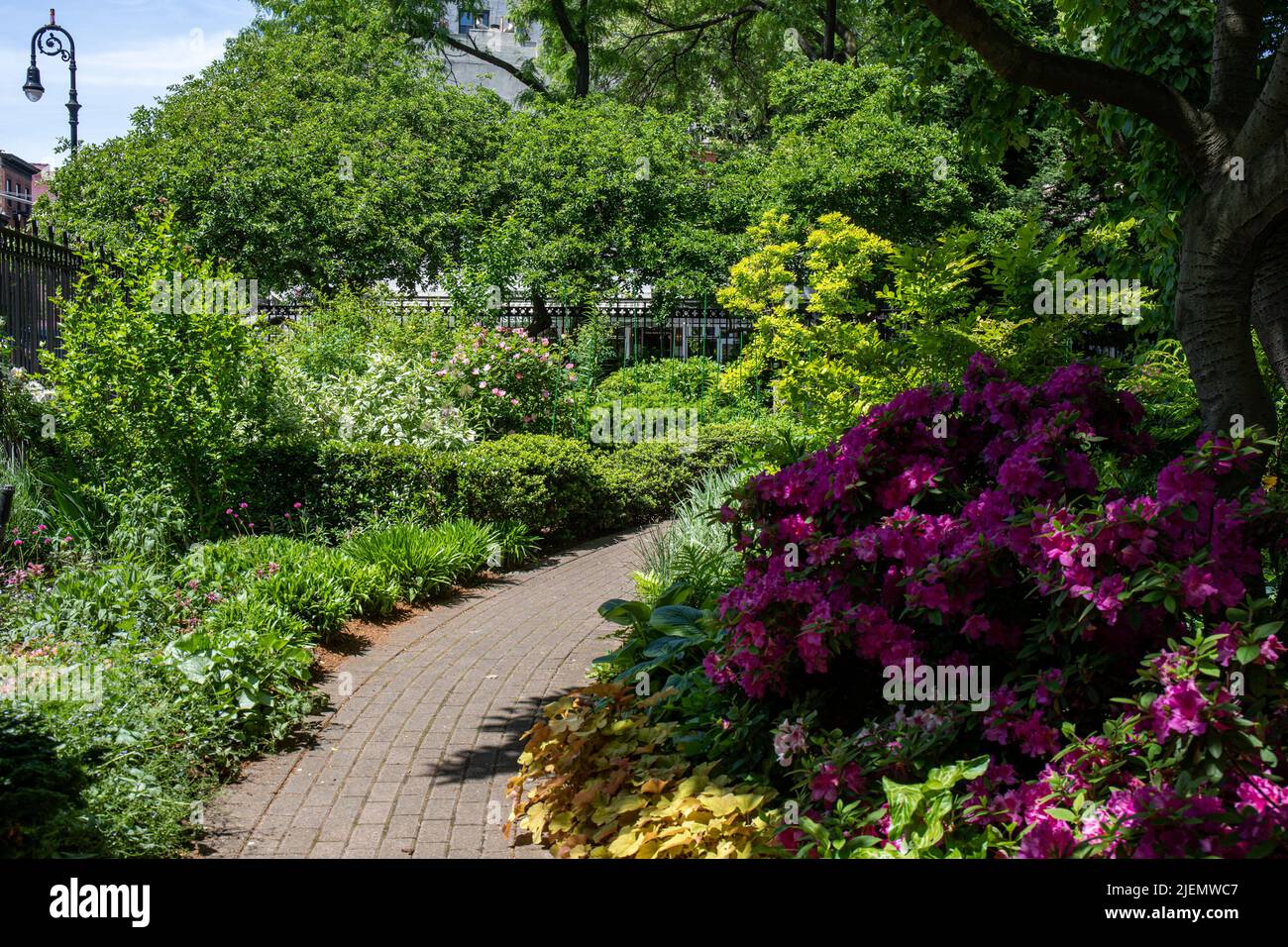 Jefferson Market Garden nel Greenwich Village di Manhattan, New York City, Stati Uniti d'America Foto Stock
