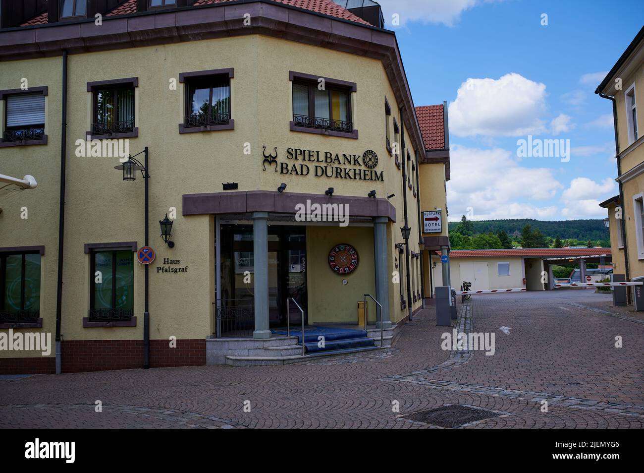 Vista sull'ingresso del casinò di Bad-Duerkheim, Germania Foto Stock