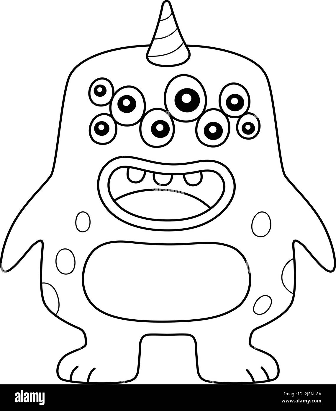 Monster con occhi multipli colorazione pagina per bambini Illustrazione Vettoriale