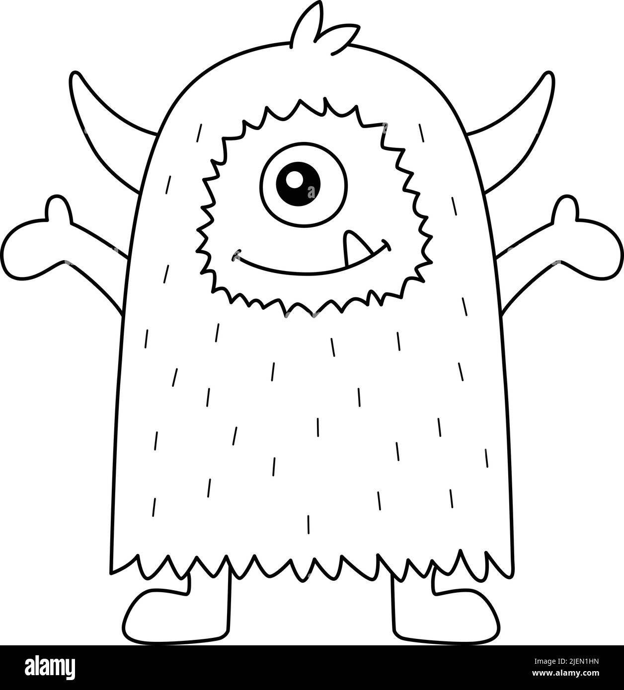 Cute Monster coloring Page per i bambini Illustrazione Vettoriale