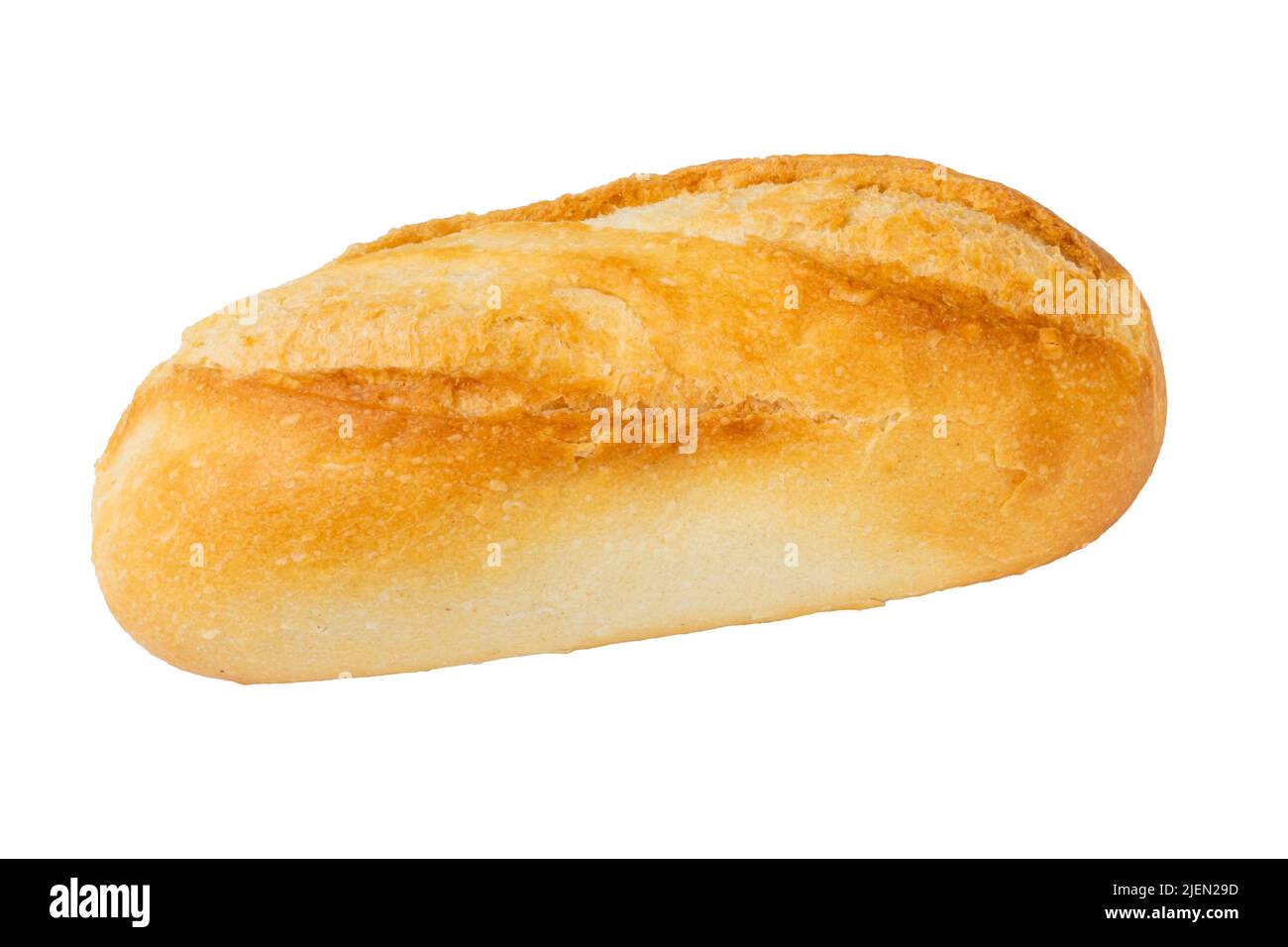 Pane isolato su baguette di grano di segale corto e bianco con cereali e farina di mais Foto Stock
