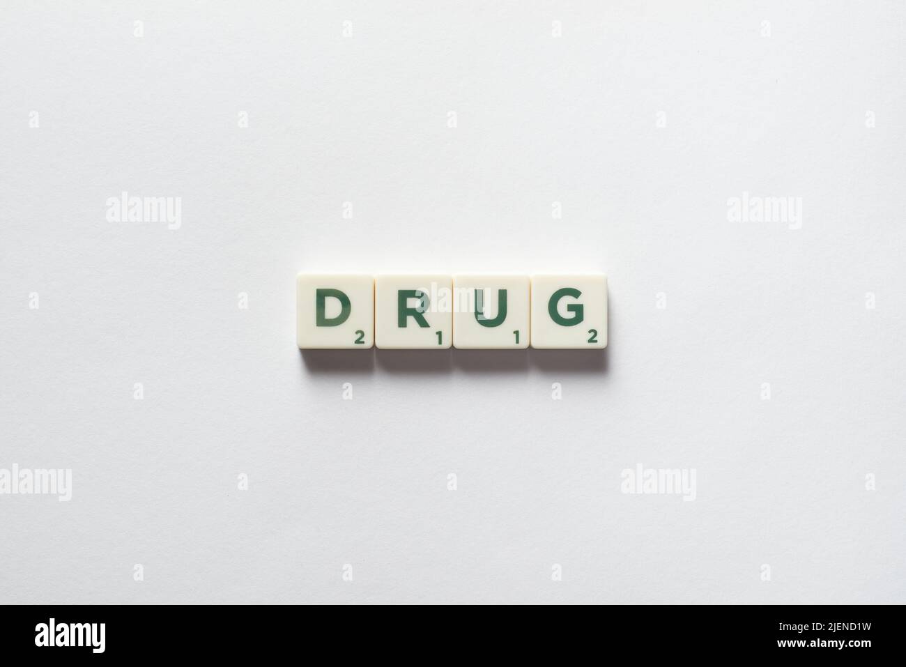 Farmaco formato da blocchi scrabble. Foto Stock