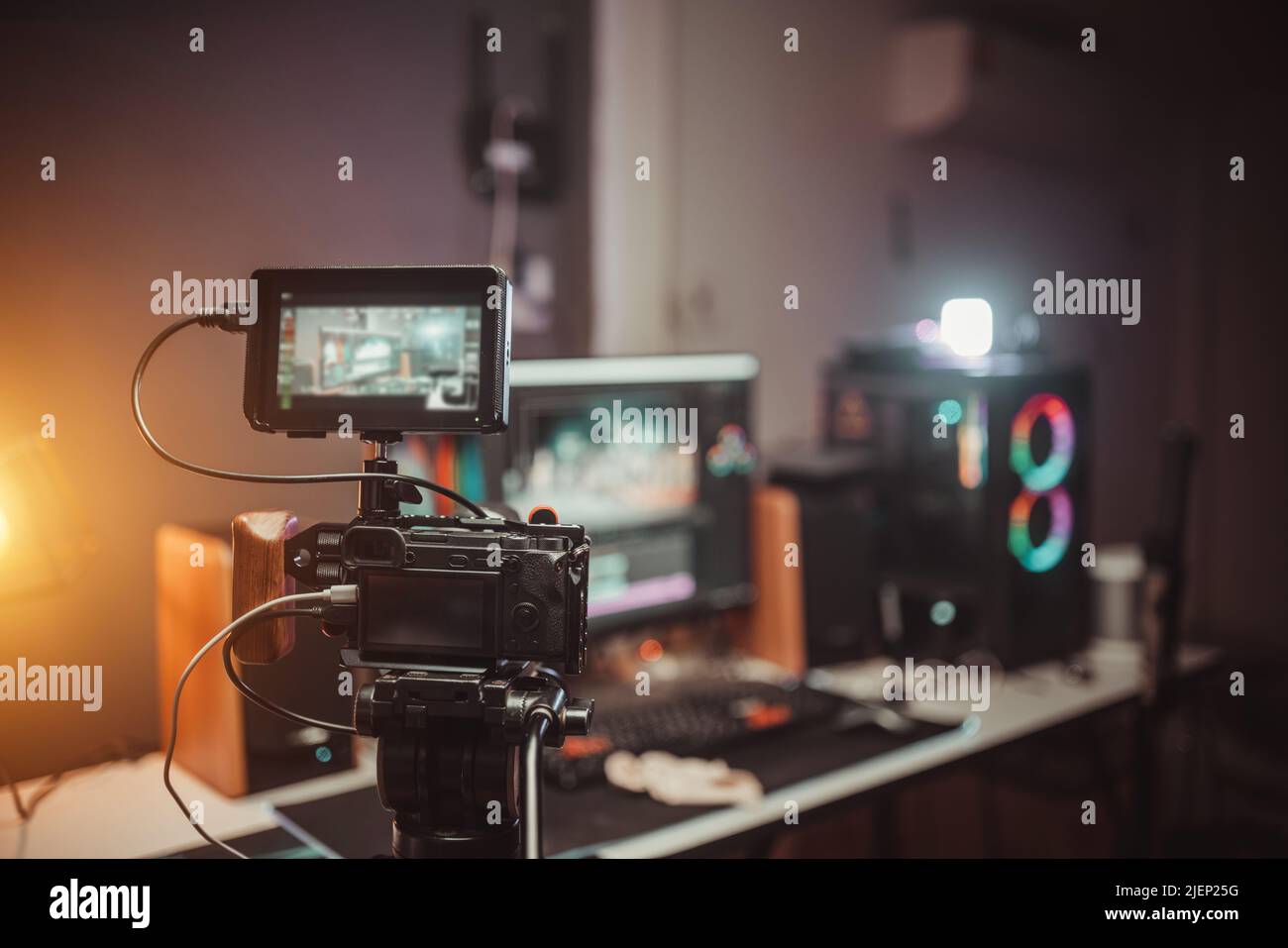 Pellicola per fotocamera sul cavalletto della cinematografia Foto Stock