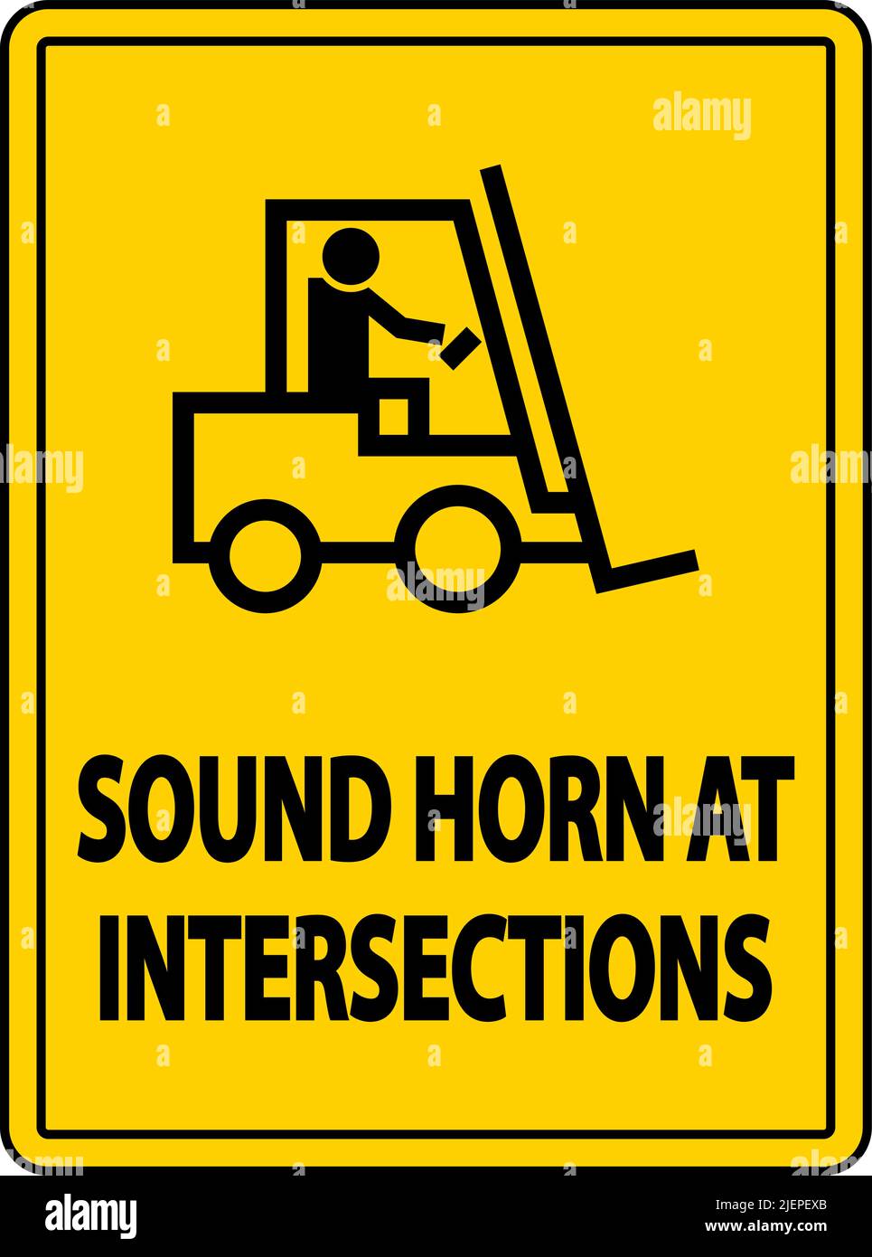 Sound Horn alle intersezioni etichetta Sign on White background Illustrazione Vettoriale