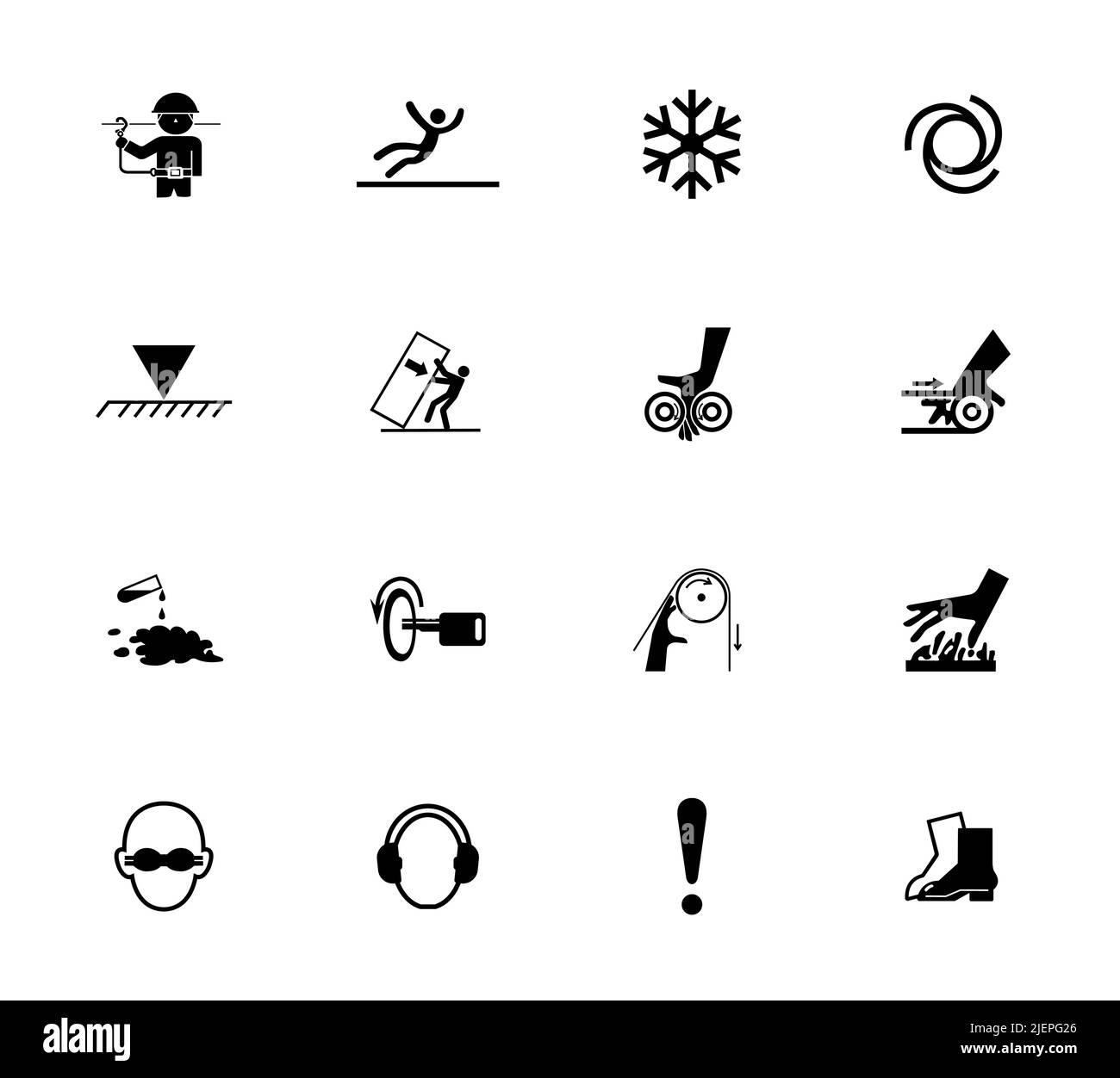 Segnali di avvertenza,etichette icone di pericolo industriale Sign Isolated on White background,Illustrazione vettoriale Illustrazione Vettoriale