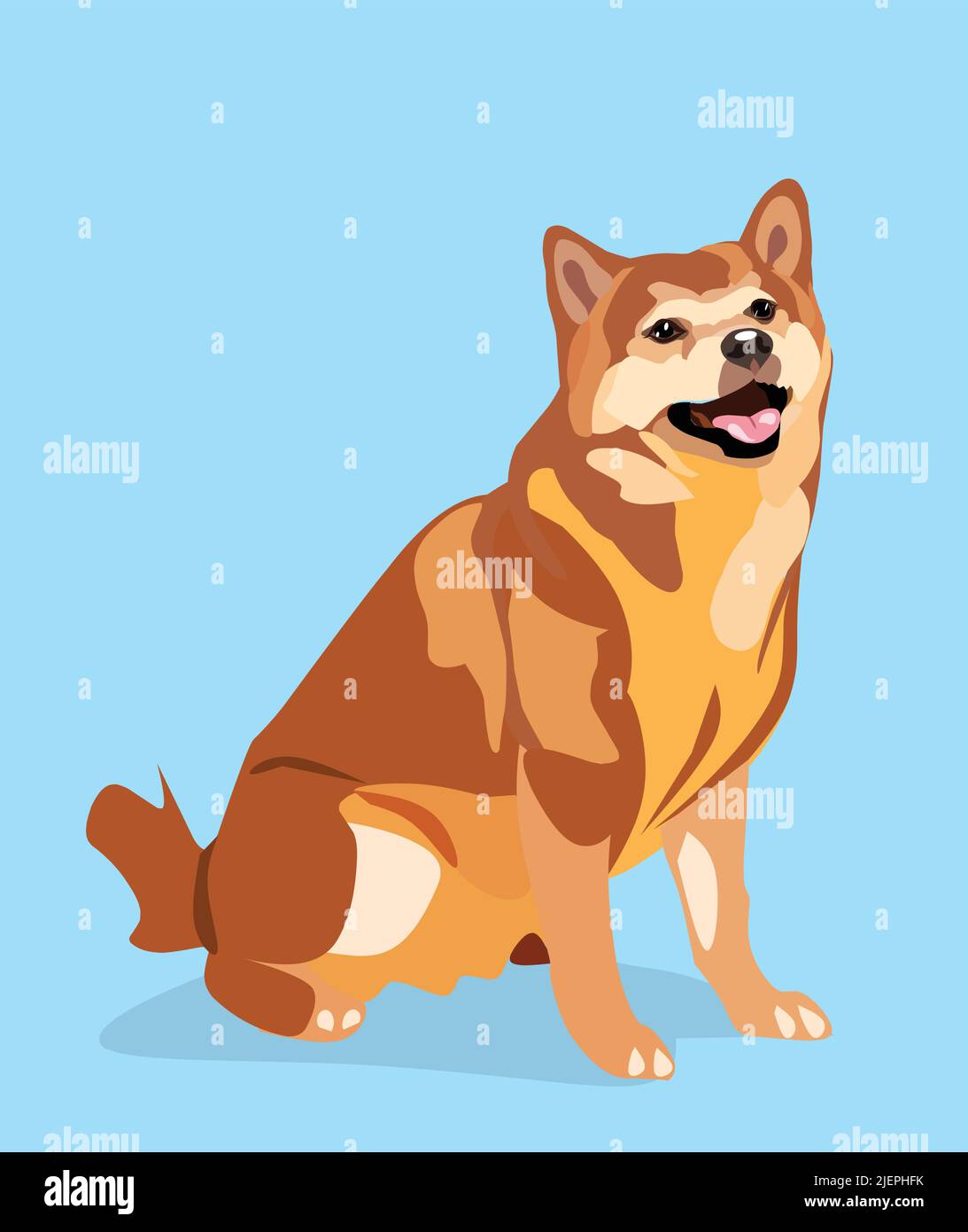 Shiba inu cane seduto vettore illustrazione grafica Illustrazione Vettoriale