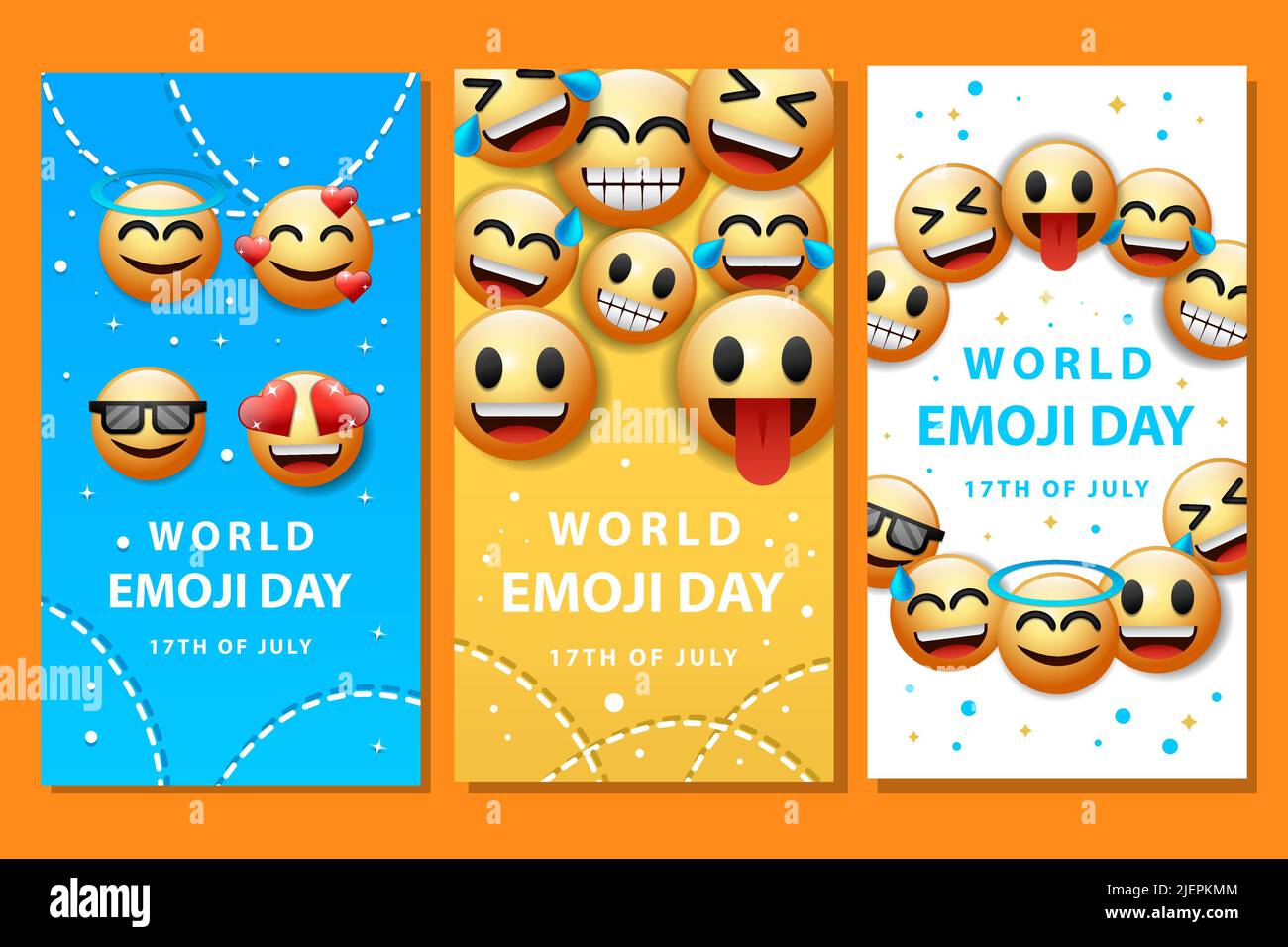 modello di post delle storie dei social media del giorno delle emoji di gradient world Illustrazione Vettoriale