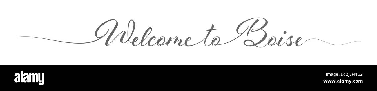 Benvenuto a Boise. Scritta stilizzata di saluto calligrafico in una riga. Stile semplice Illustrazione Vettoriale
