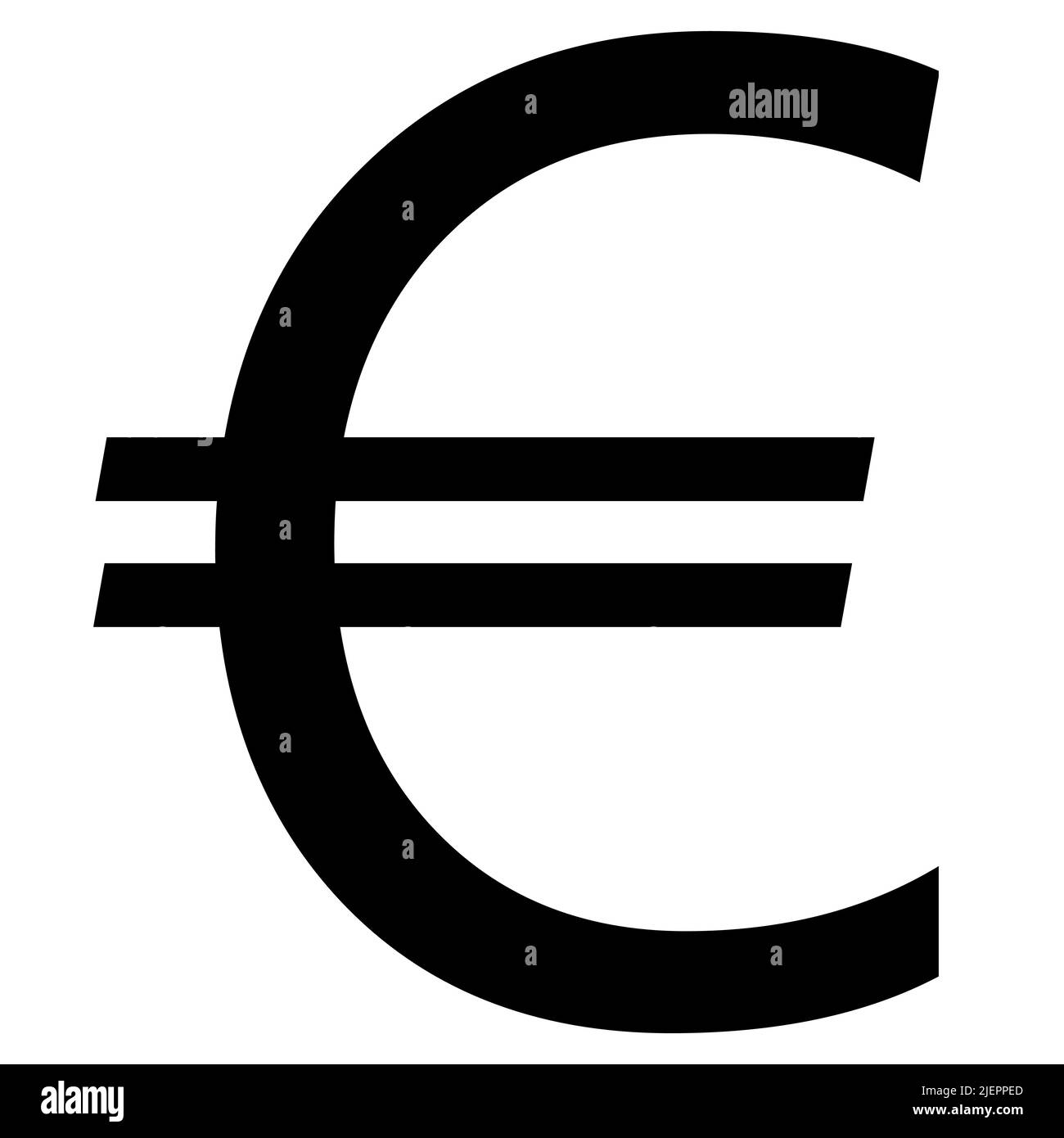 Unione europea Euro EUR segno valuta silhouette vista frontale isolato su sfondo bianco. Moneta della Banca centrale europea. Illustrazione vettoriale. Illustrazione Vettoriale