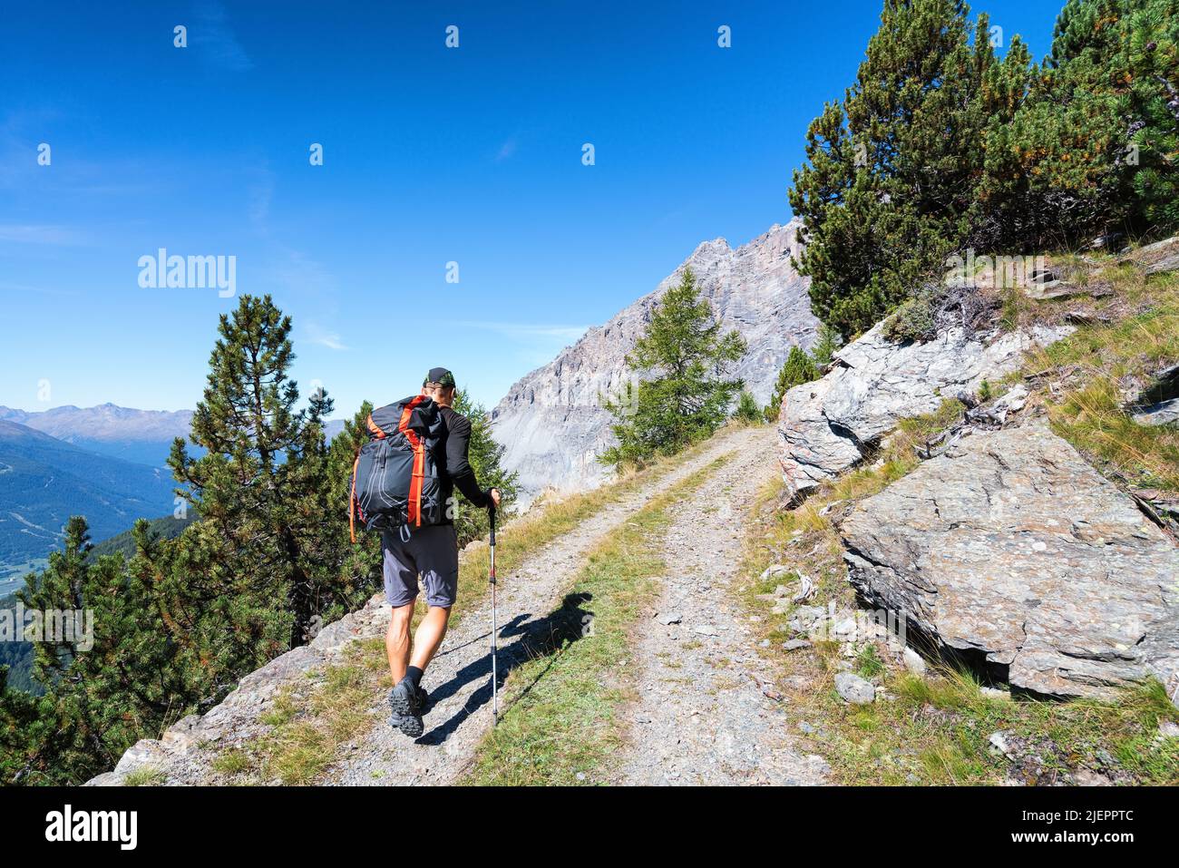 Escursioni vicino a Bormio città nel Nord Italia, Europa, Alpi Foto Stock