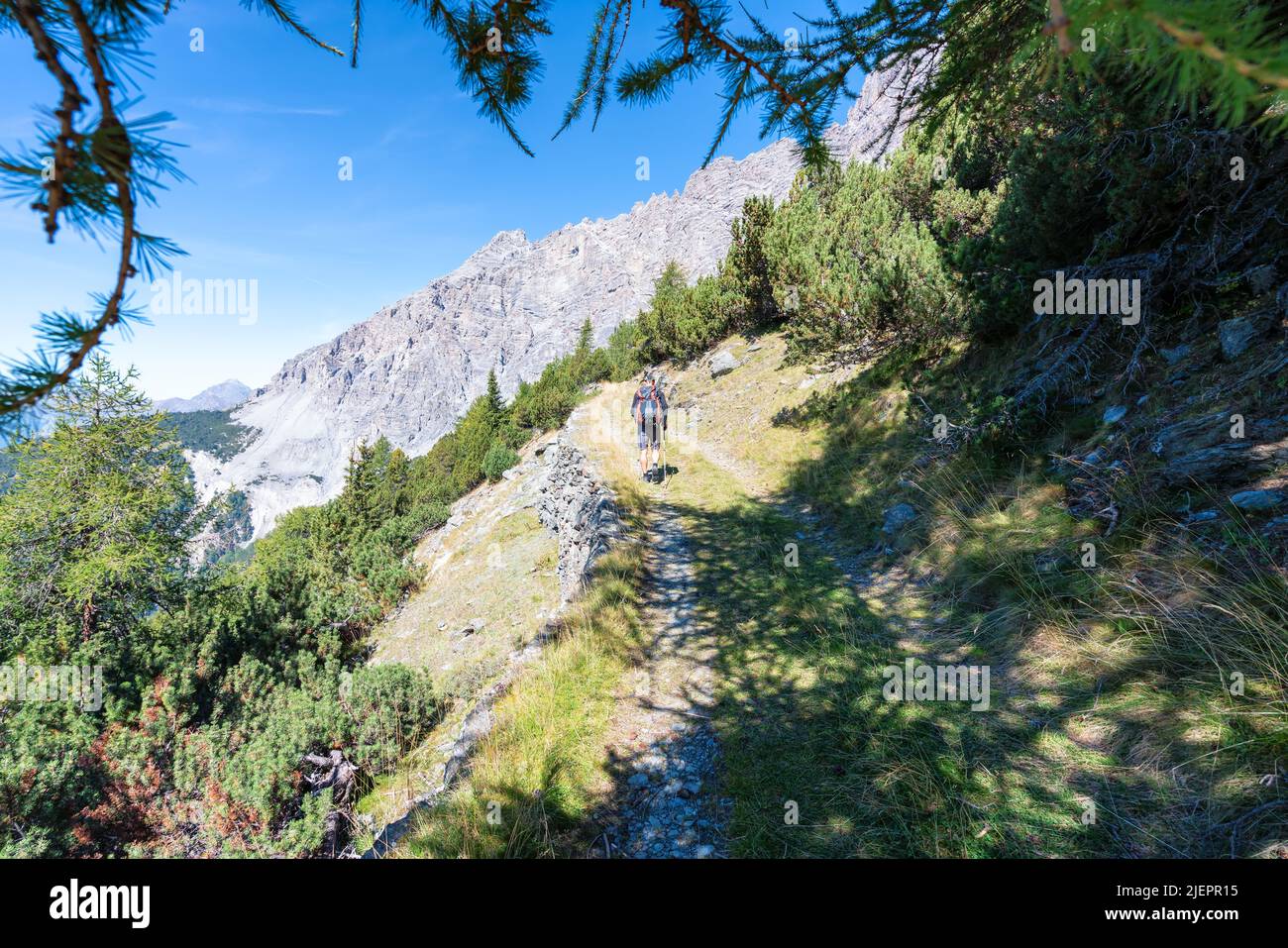 Escursioni vicino a Bormio città nel Nord Italia, Europa, Alpi Foto Stock