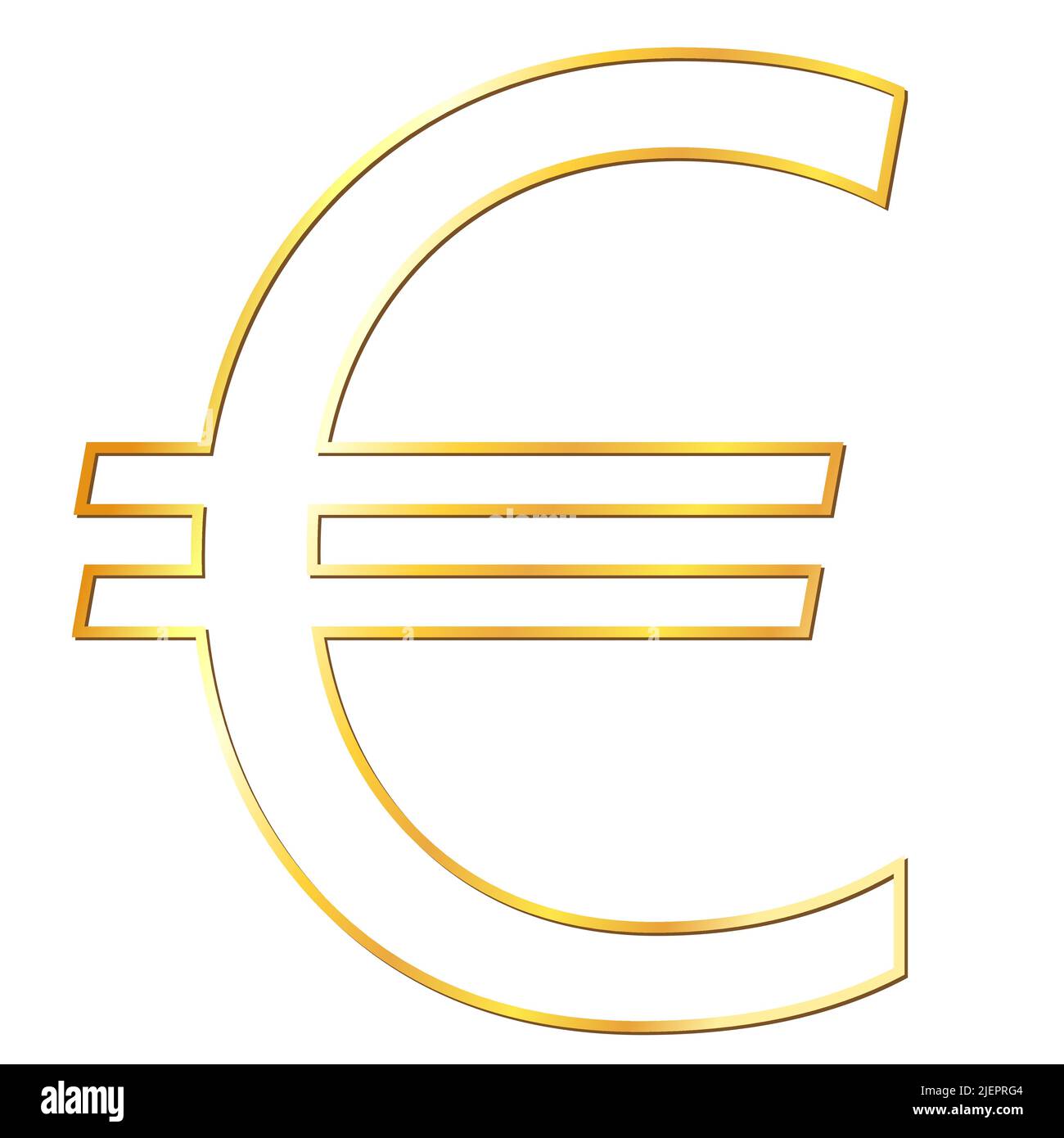 Unione europea Euro euro valuta segno d'oro in vista frontale isolato su sfondo bianco. Moneta della Banca centrale europea. Illustrazione vettoriale Illustrazione Vettoriale