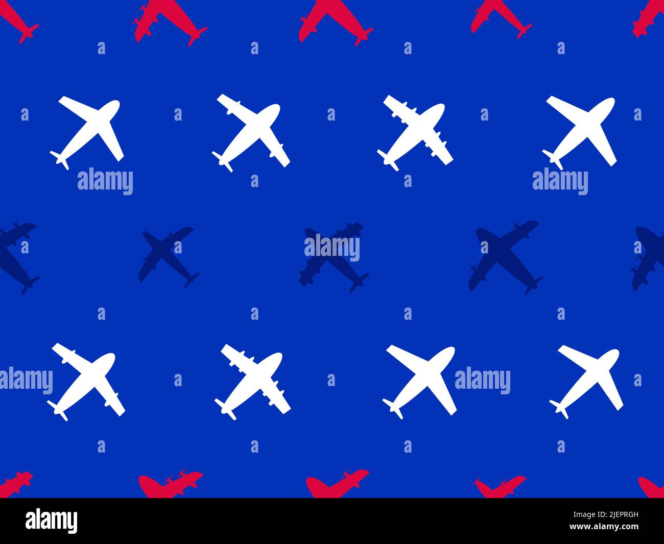 Modello senza giunture degli aeroplani. Linee di aerei con turbine ed eliche nei colori della bandiera degli Stati Uniti. Progettazione di velivoli per poster, striscioni e p Illustrazione Vettoriale