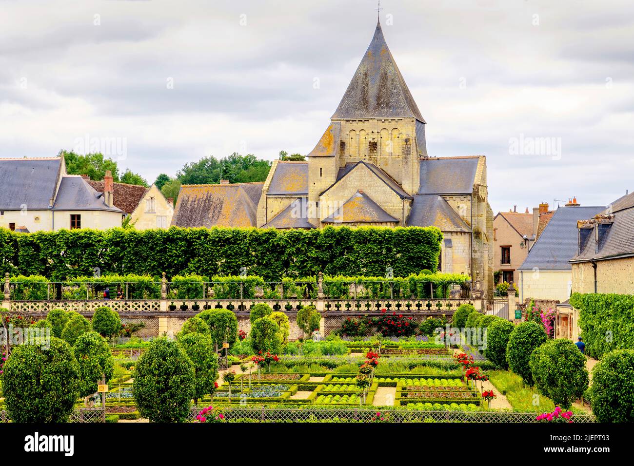 L'Château de Villandry è una splendida residenza di campagna situata a Villandry, nel dipartimento di Indre-et-Loire della Francia. Il famoso gar rinascimentale Foto Stock