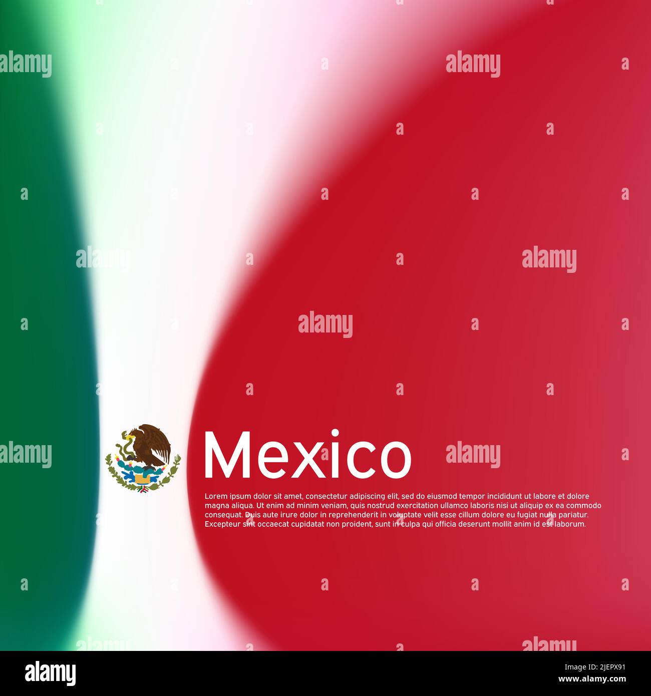 Sfondo della bandiera del Messico. Motivo sfocato nei colori della bandiera messicana, libretto di affari. Banner nazionale, poster del Messico. Stato patriottico Illustrazione Vettoriale