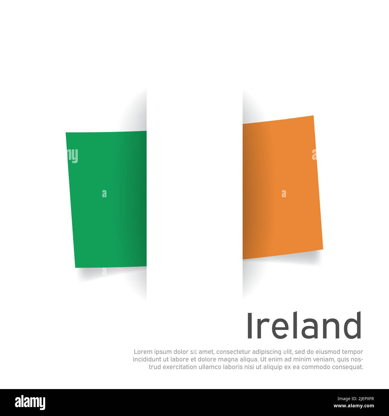 Bandiera della Repubblica d'irlanda in stile carta tagliata. Sfondo creativo in colori della bandiera irlandese per il design della carta per le vacanze. Poster nazionale. Stato irlanda Illustrazione Vettoriale