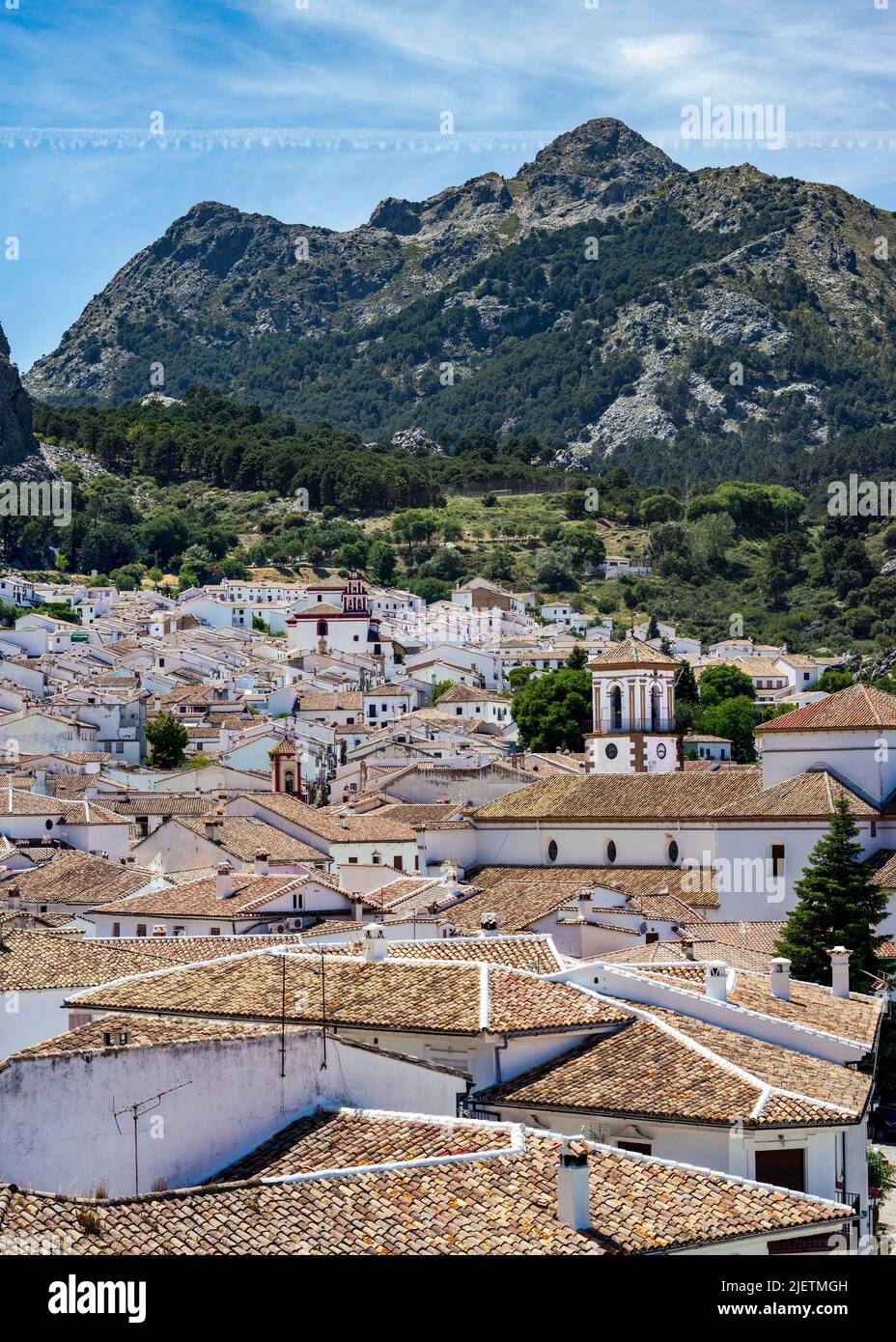 Grazalema Village e montagne Foto Stock