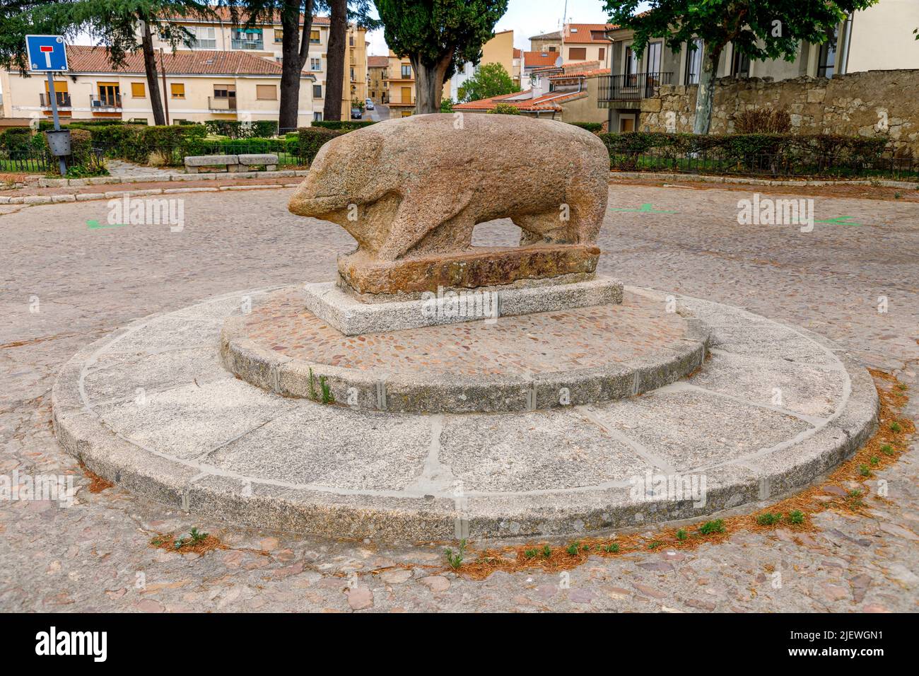 Cinghiale di granito a Ciudad Rodrigo Salamanca Spagna. Origine di Veton del periodo pre-romano. Foto Stock