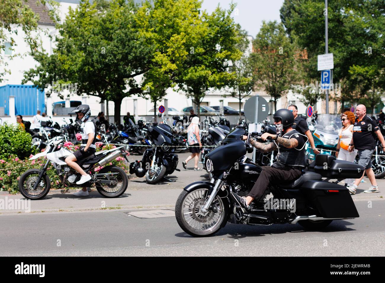 Magic Bikes Rudesheim, uno dei più grandi eventi Harley Davidson d'Europa nella regione patrimonio mondiale della Valle del Reno. Harley & vintage bike rally, Germania Foto Stock