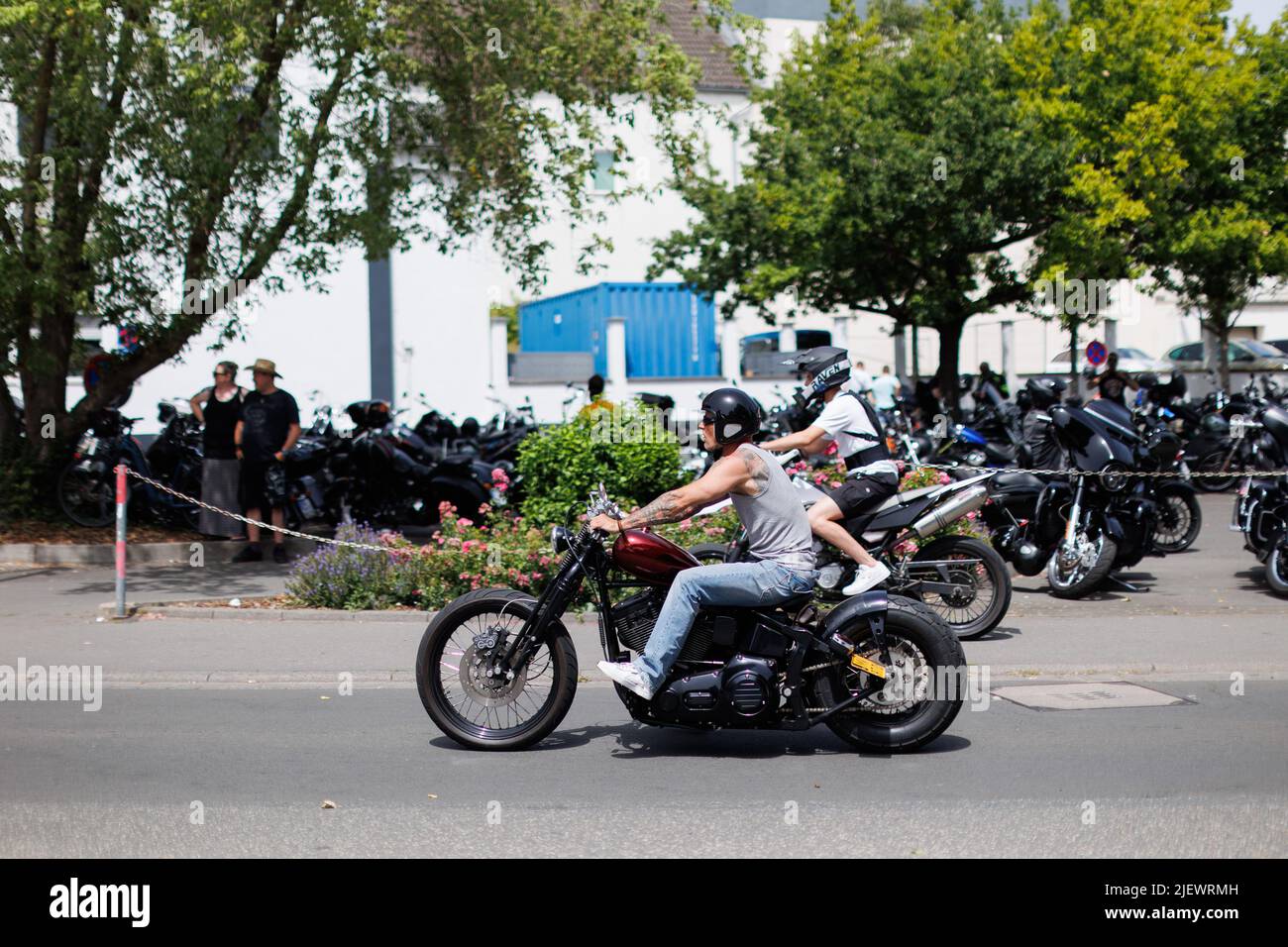 Magic Bikes Rudesheim, uno dei più grandi eventi Harley Davidson d'Europa nella regione patrimonio mondiale della Valle del Reno. Harley & vintage bike rally, Germania Foto Stock