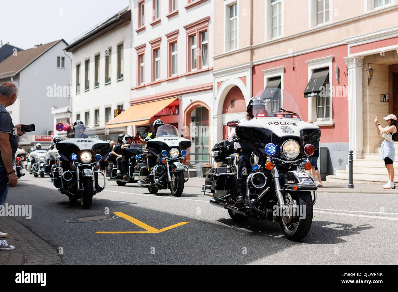 Magic Bikes Rudesheim, uno dei più grandi eventi Harley Davidson d'Europa nella regione patrimonio mondiale della Valle del Reno. Harley & vintage bike rally, Germania Foto Stock