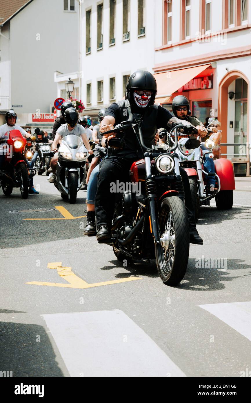 Magic Bikes Rudesheim, uno dei più grandi eventi Harley Davidson d'Europa nella regione patrimonio mondiale della Valle del Reno. Harley & vintage bike rally, Germania Foto Stock