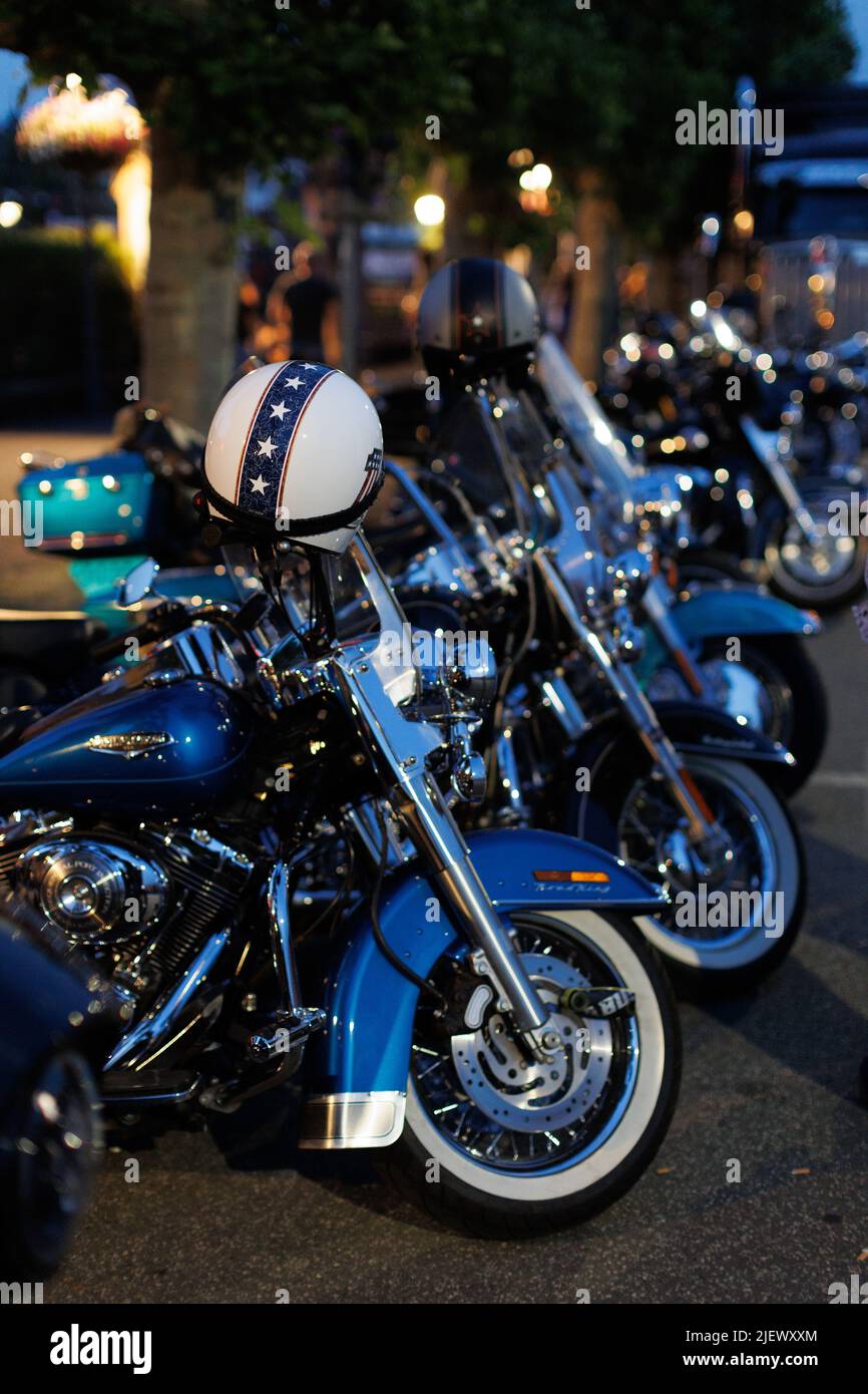 Magic Bikes Rudesheim, uno dei più grandi eventi Harley Davidson d'Europa nella regione patrimonio mondiale della Valle del Reno. Harley & vintage bike rally, Germania Foto Stock