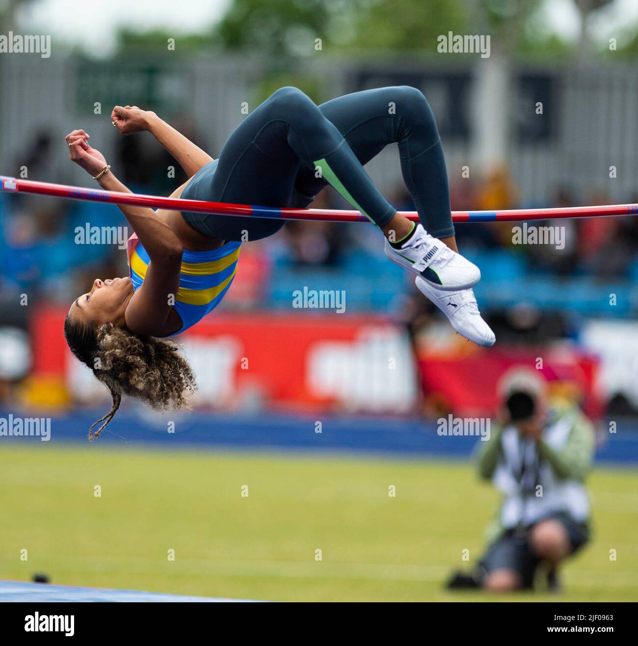 26-6-2022: Giorno 3 Women's High Jump - finale LAKE Morgan WINDSOR SLOUGH ETON & H visto al Muller UK Athletics Championships MANCHESTER REGIONAL ARENA – MANCHESTER Foto Stock